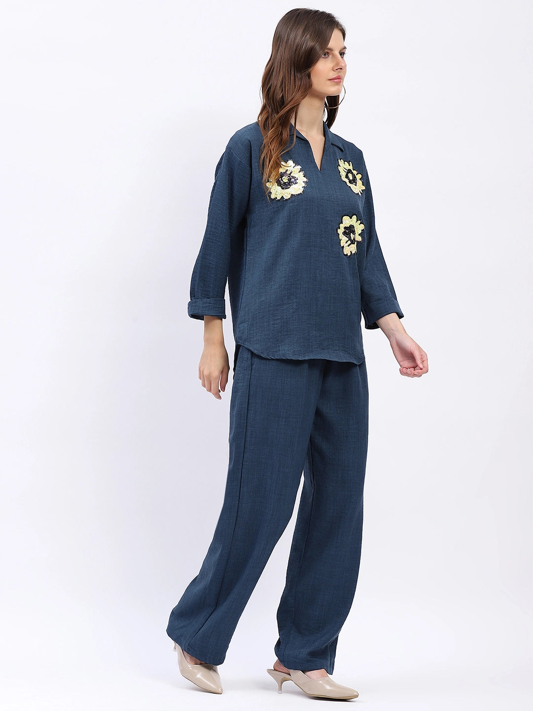 Floral Sequin Relaxed Co-ord Set - Global Republic
