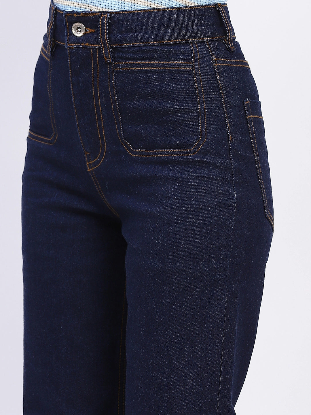 Straight-Fit Patch Pocket Jeans - Global Republic