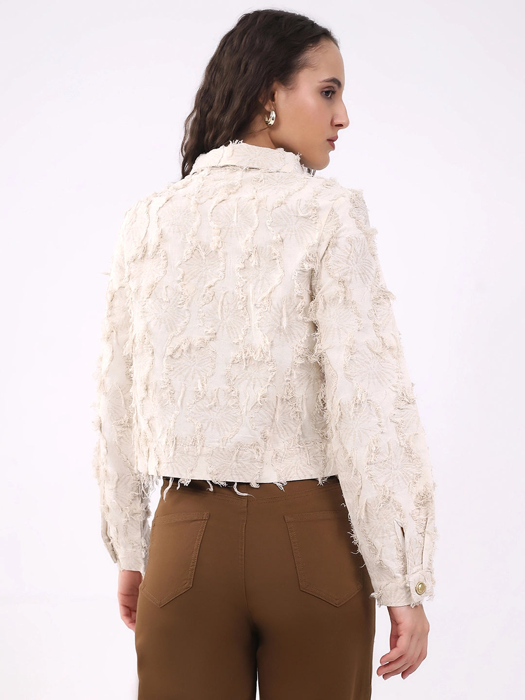 Beige Textured Cotton Shacket - Global Republic
