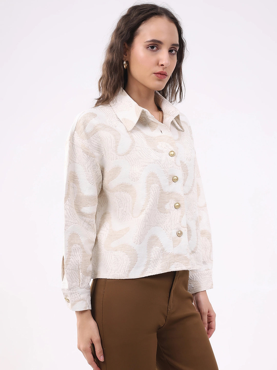 Beige Textured Linen-Blend Shirt - Global Republic