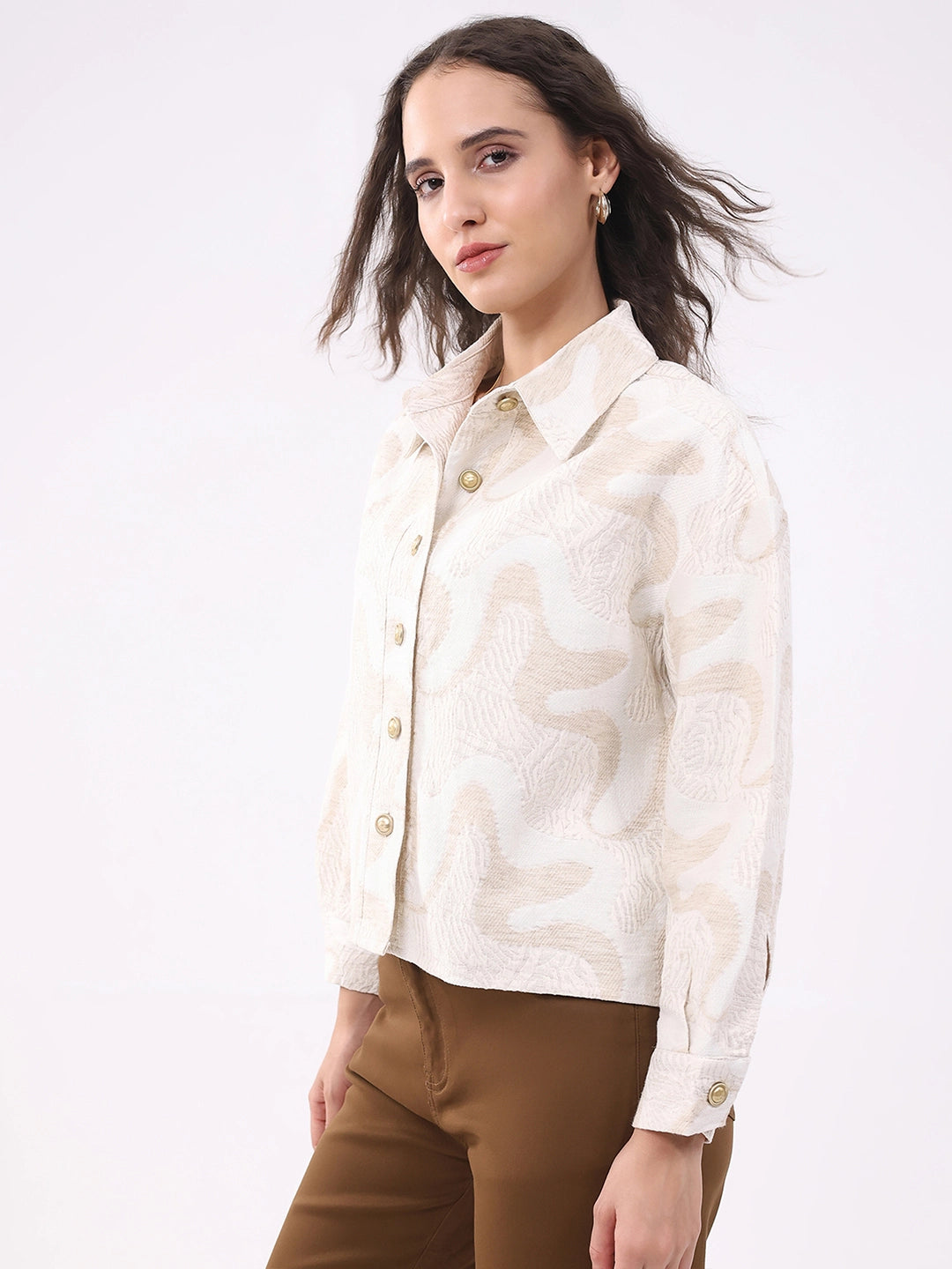 Beige Textured Linen-Blend Shirt - Global Republic