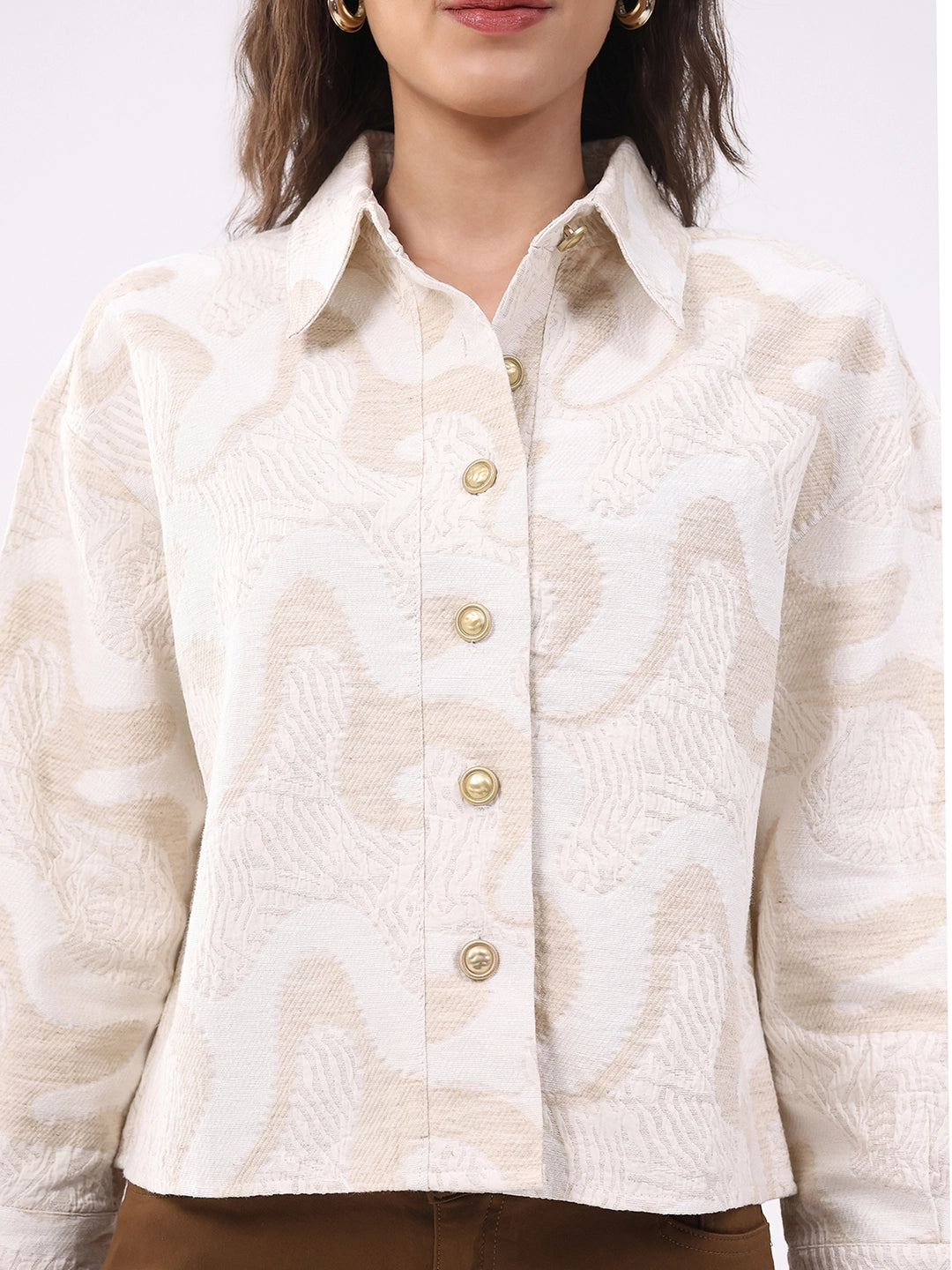 Beige Textured Linen-Blend Shirt - Global Republic
