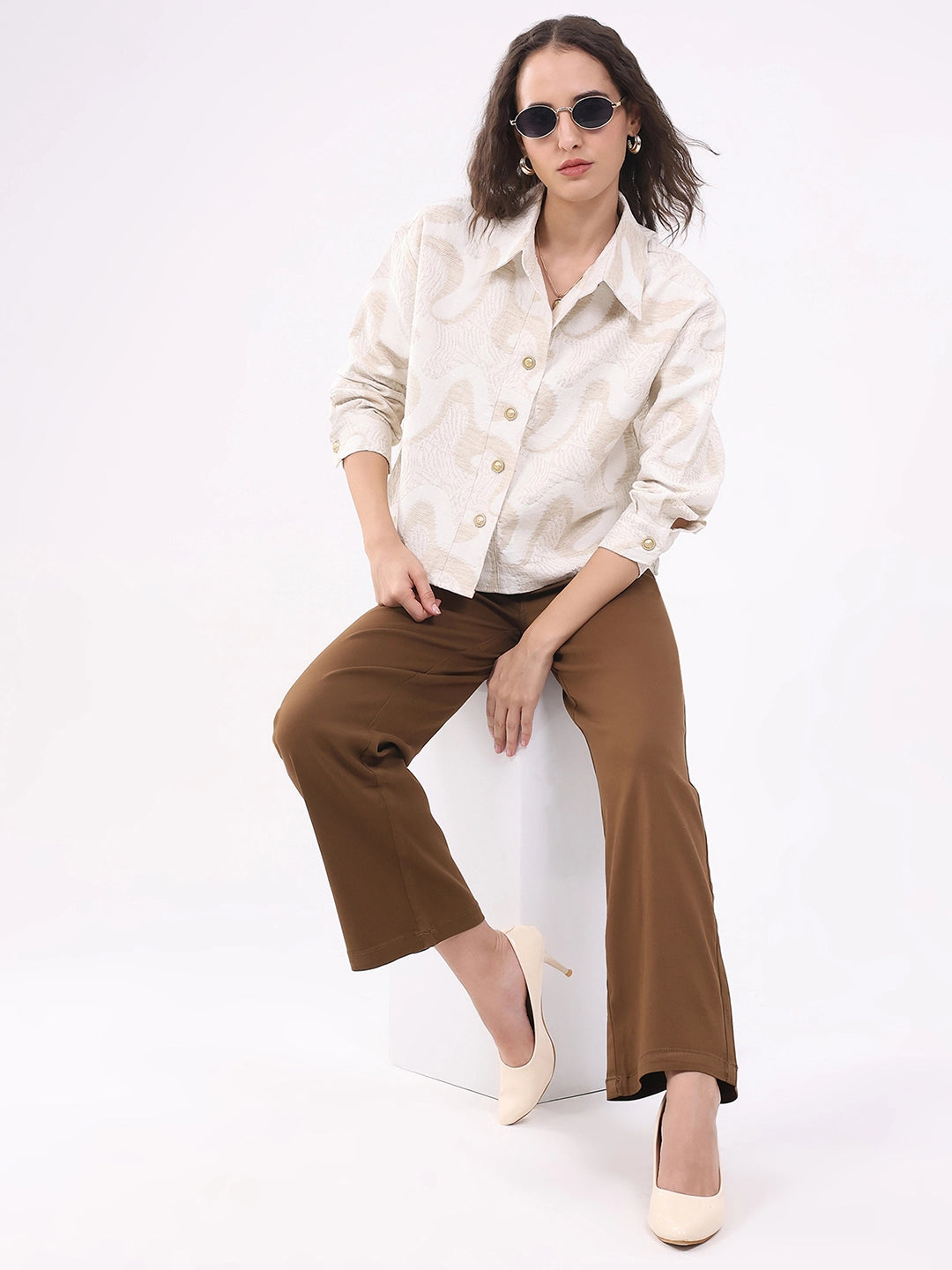 Beige Textured Linen-Blend Shirt - Global Republic
