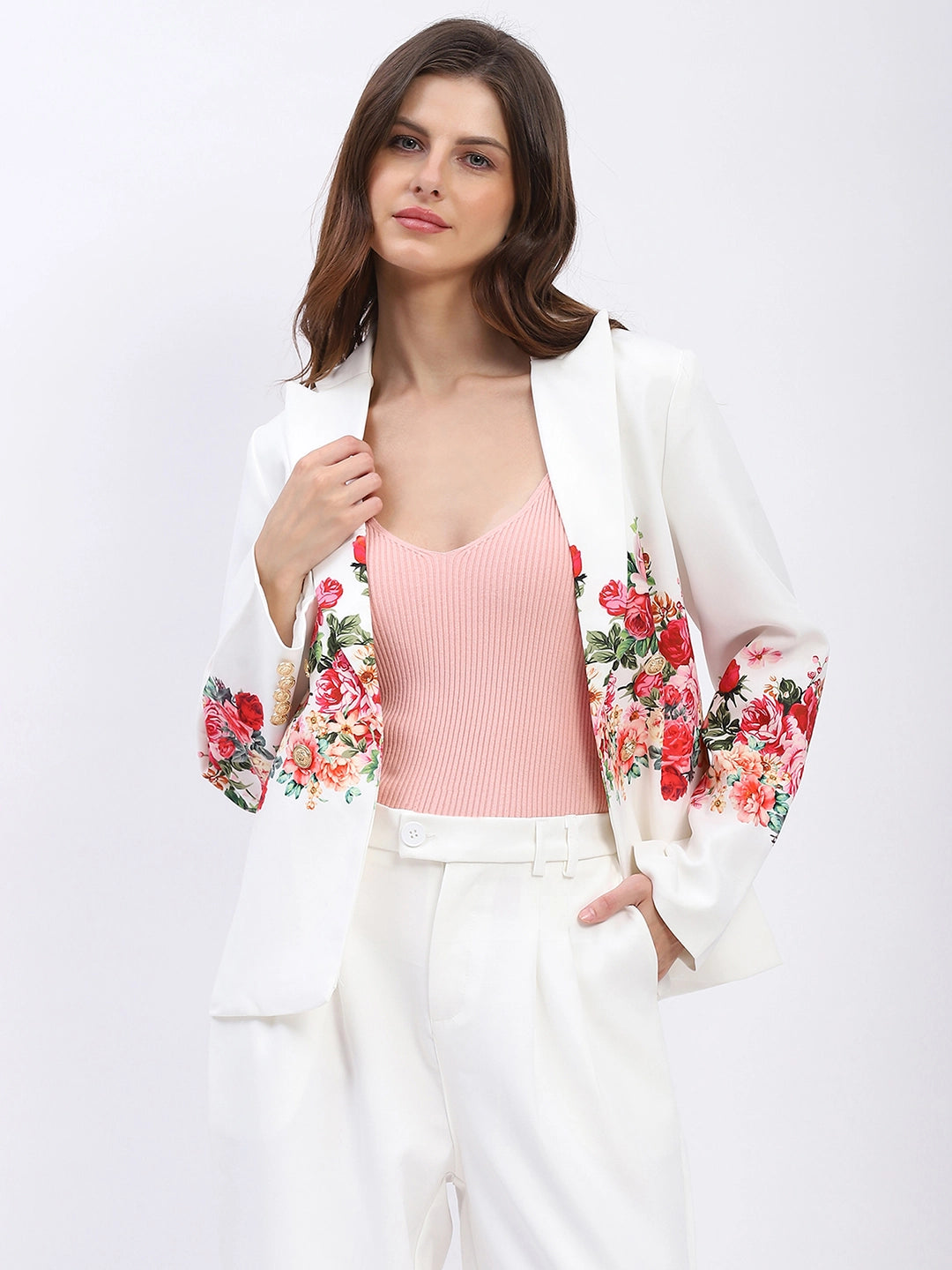 Floral Placement Print Coat - Global Republic