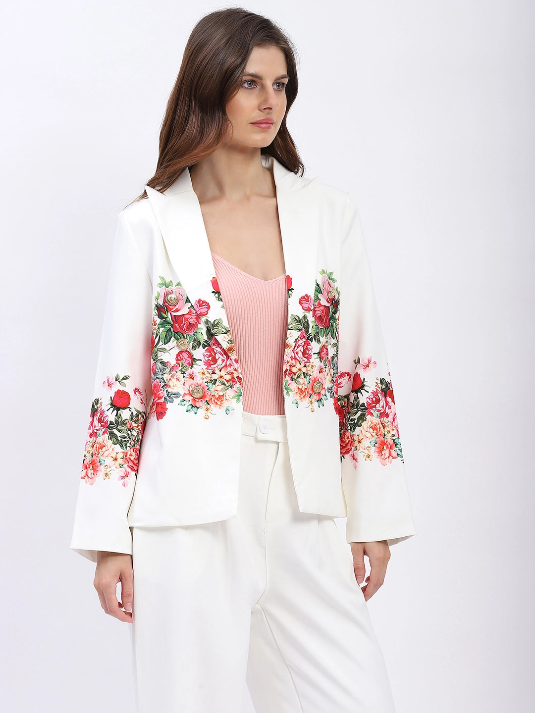 Floral Placement Print Coat - Global Republic
