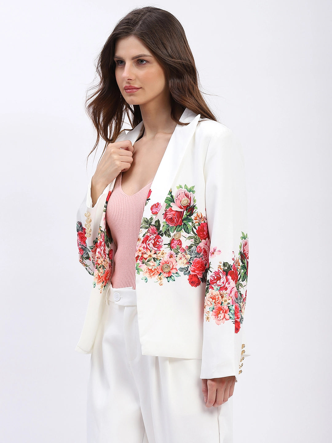 Floral Placement Print Coat - Global Republic