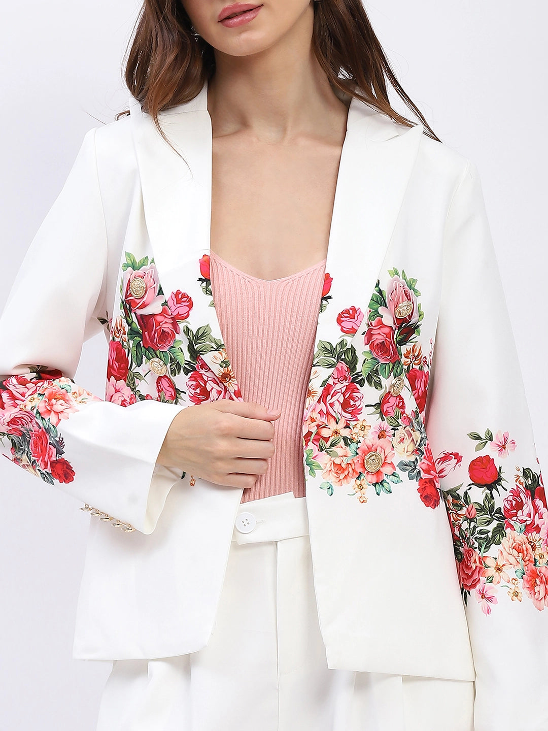 Floral Placement Print Coat - Global Republic