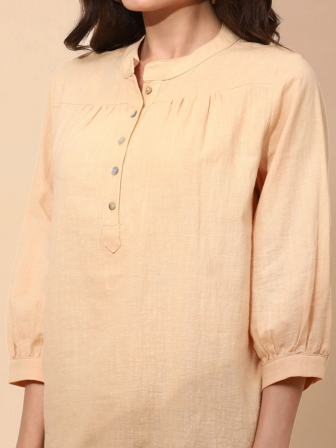 Cotton Regular Fit Beige Top - Global Republic