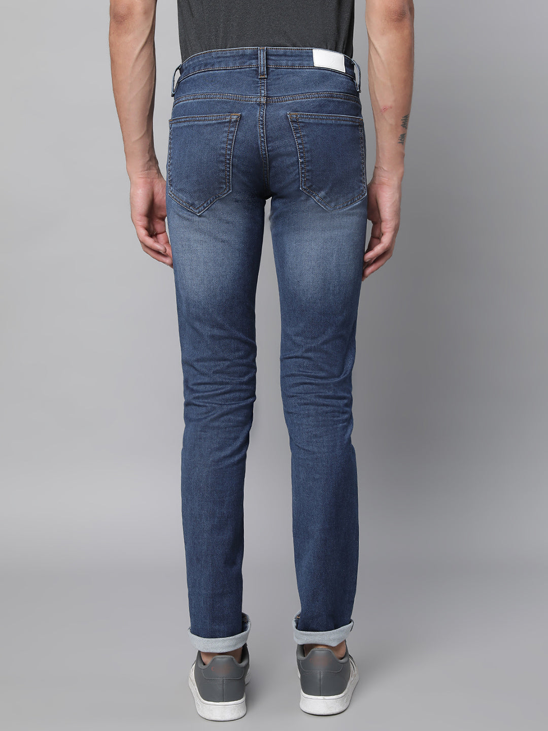 Mens Blue Denim Solid Jeans