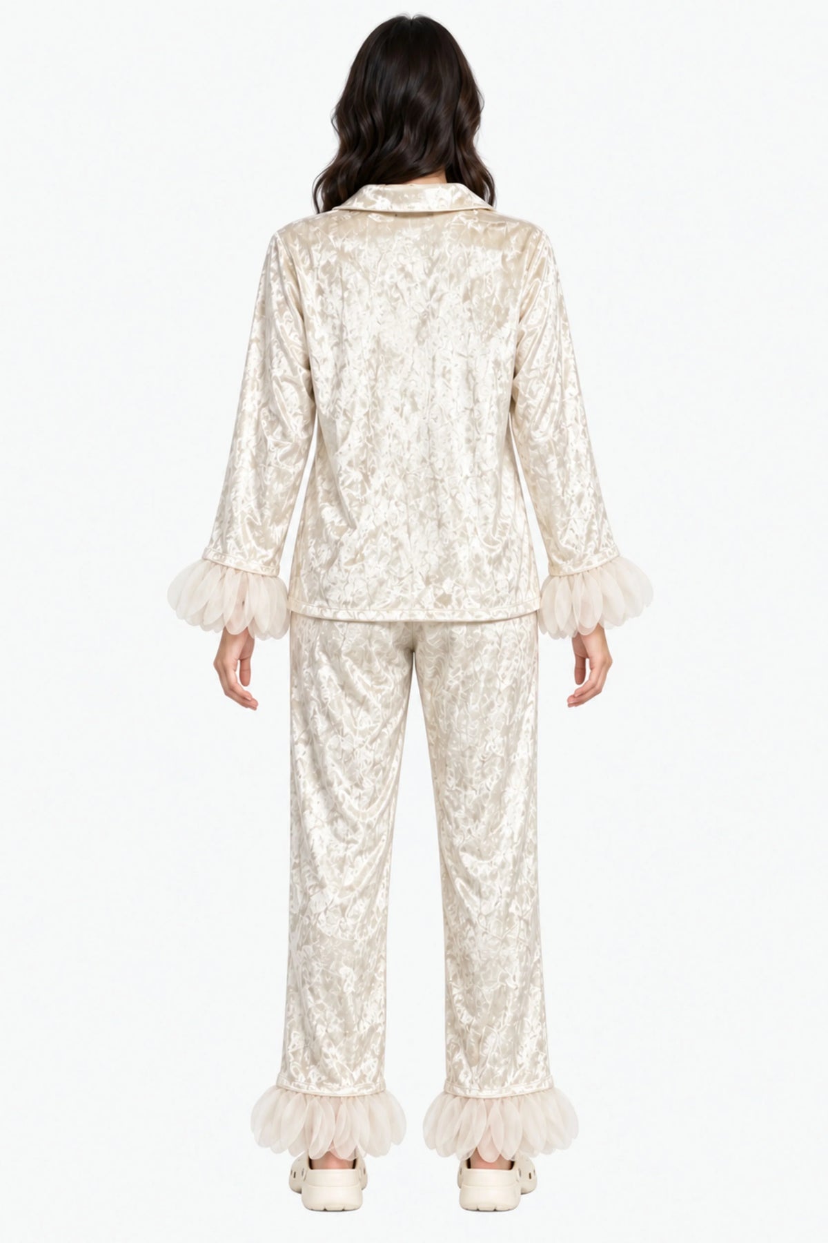 Cream Solid Winter Night Suit-Global Republic