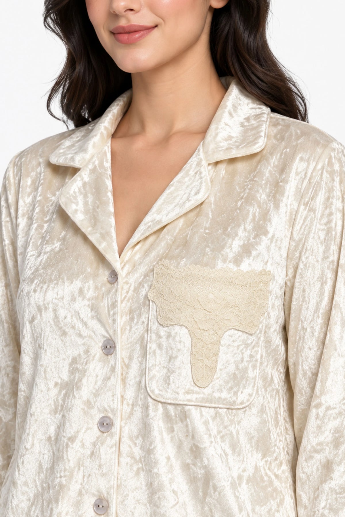 Cream Solid Winter Night Suit-Global Republic