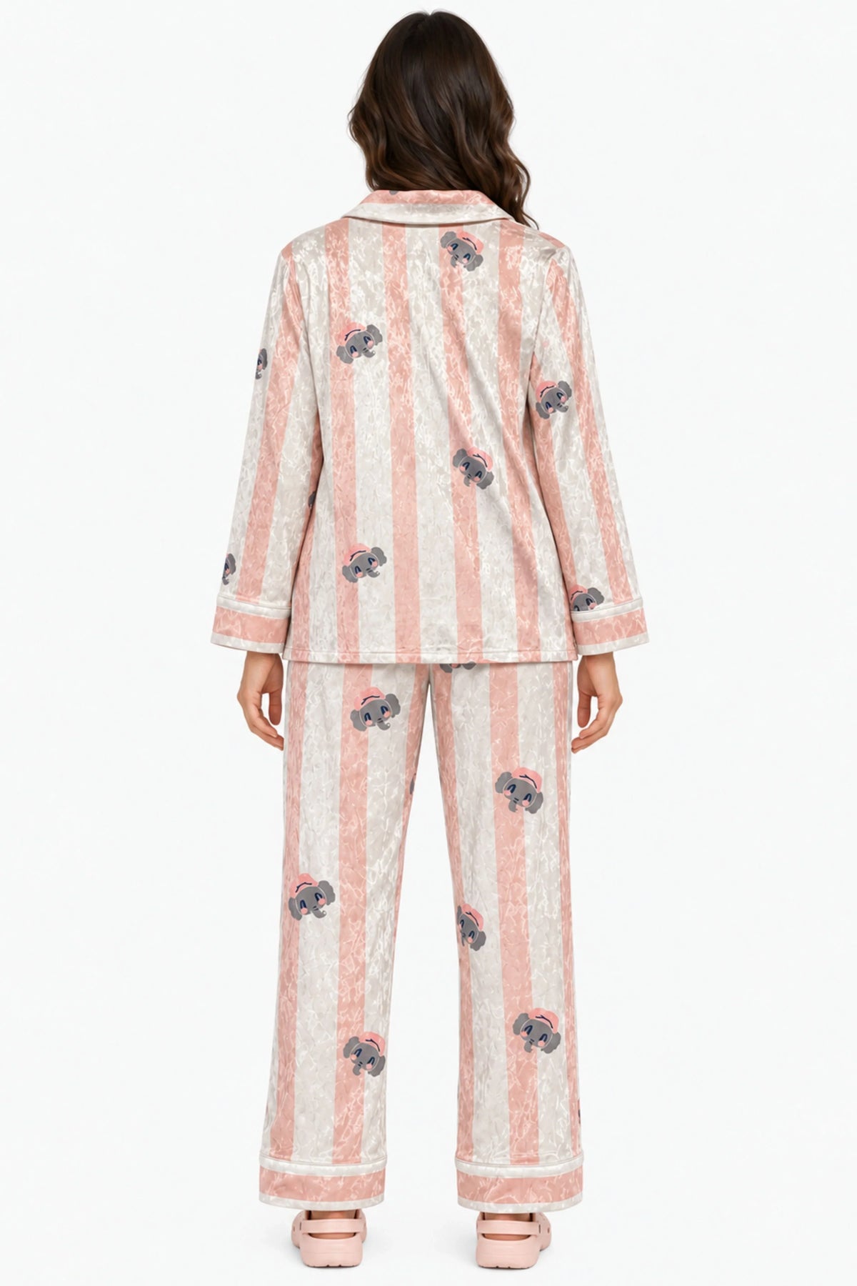 Pink Striped Winter Night Suit-Global Republic