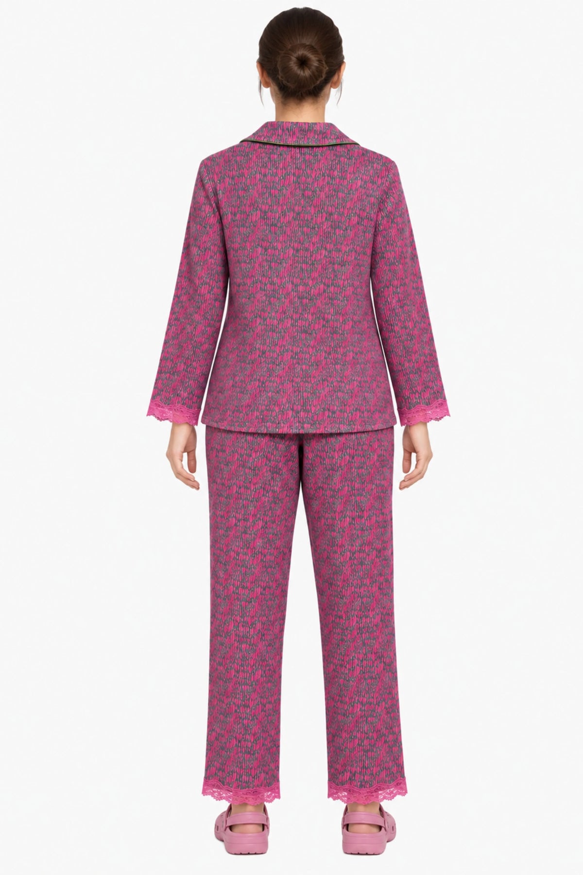 Mauve Abstract Print Winter Night Suit-Global Republic