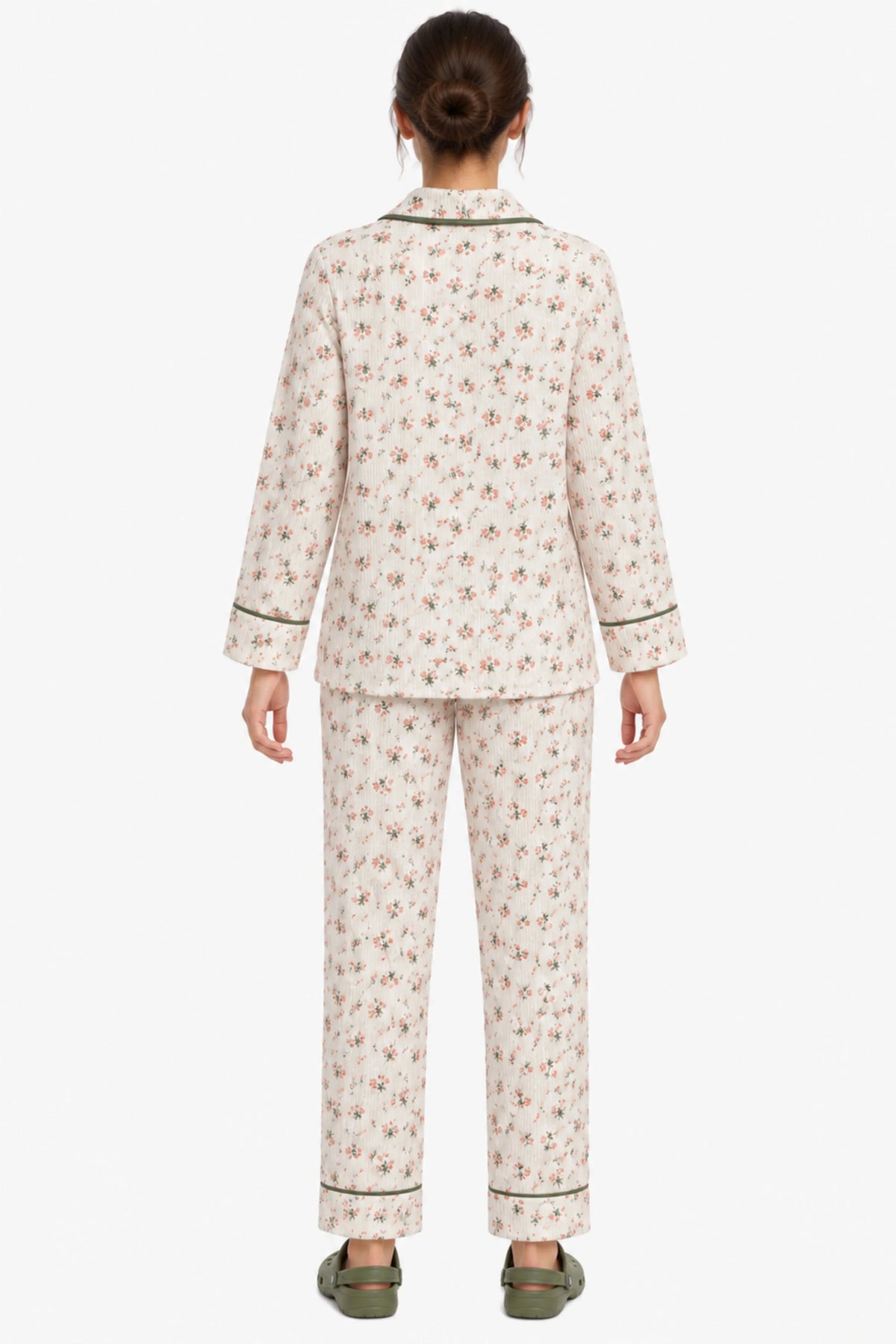 Cream Ditsy Floral Winter Night Suit-Global Republic