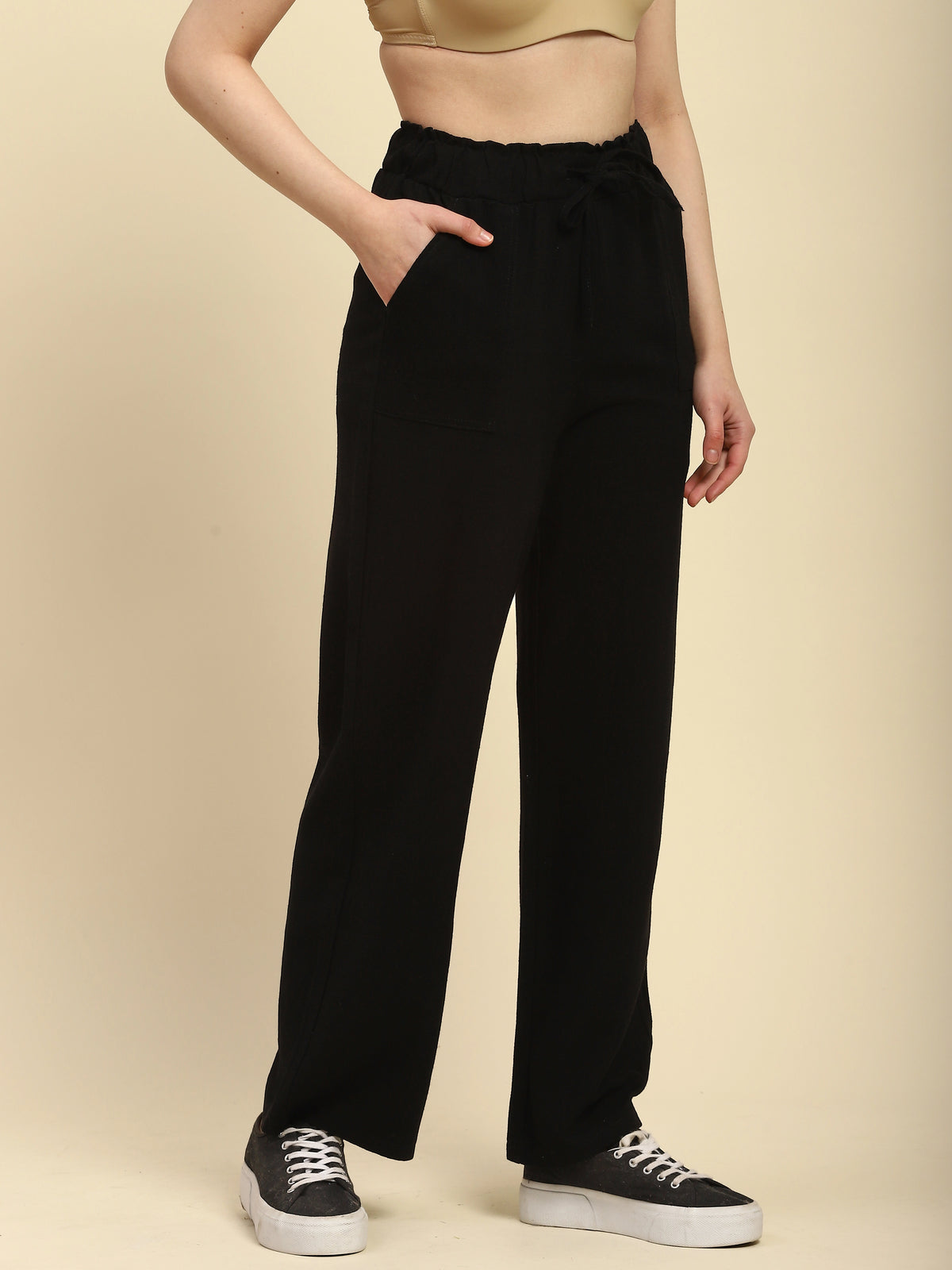 Black Ankle Length Cotton Lower