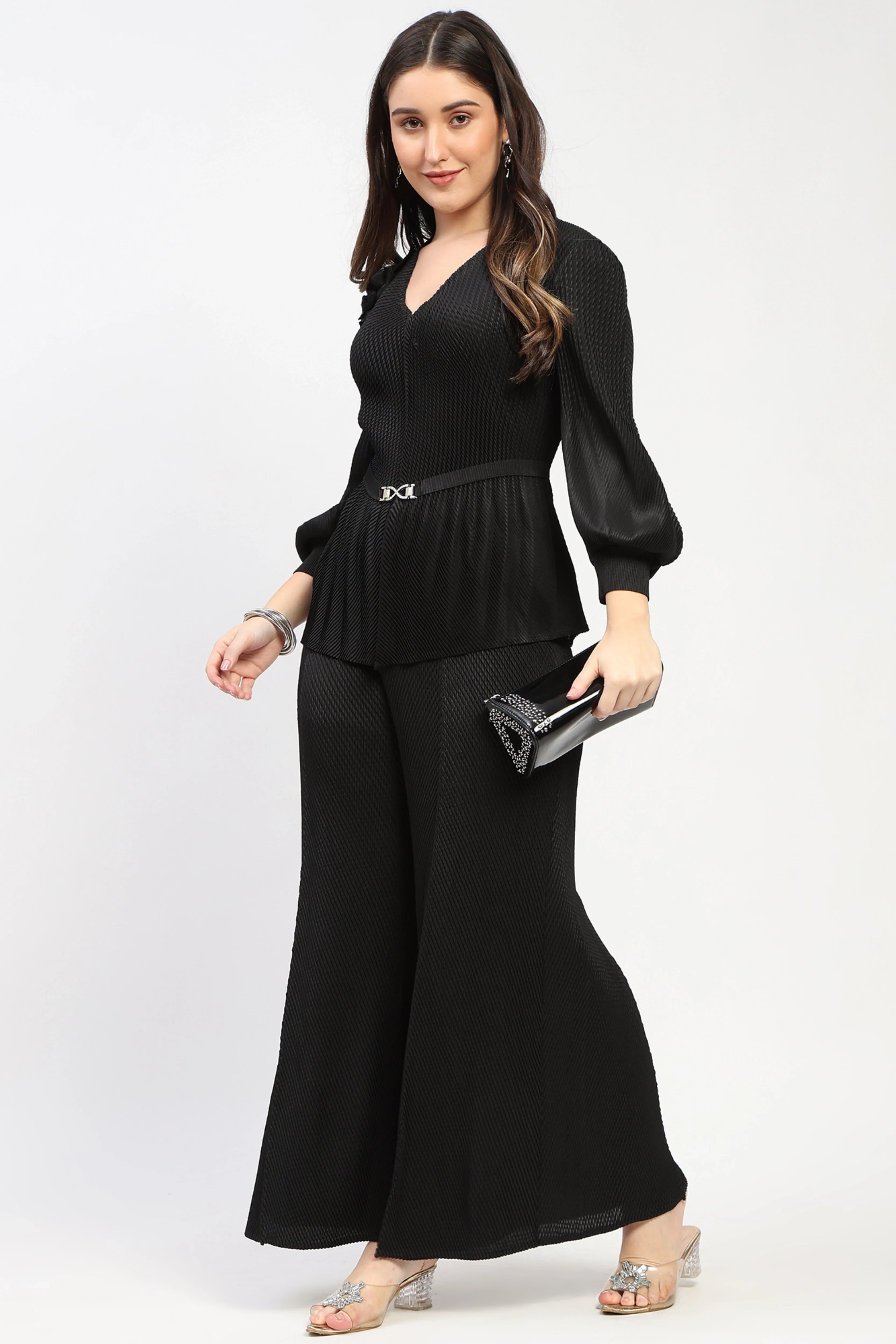 Black Pleated Co-ord Set