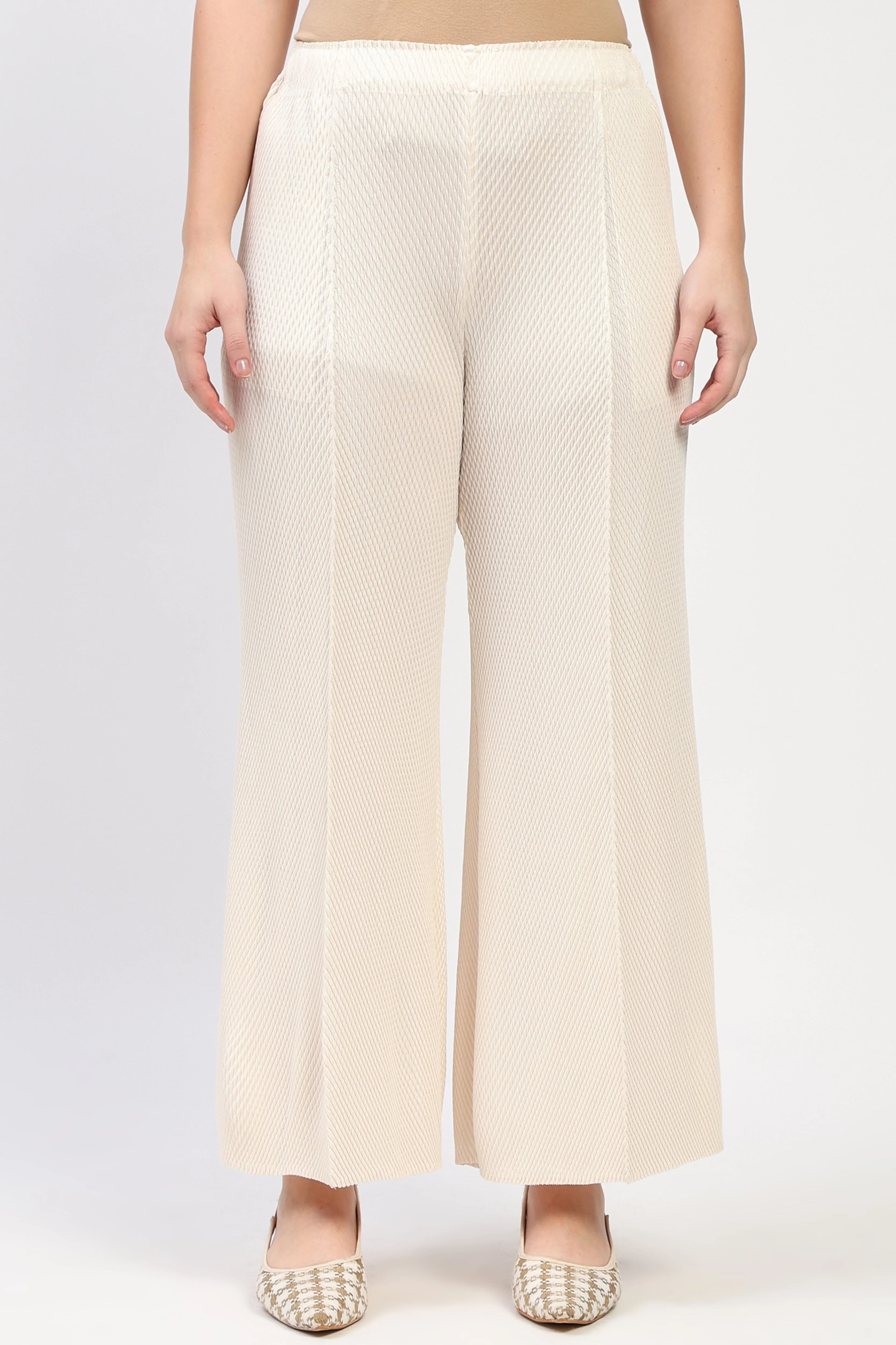 Cream Pleated Co-ord Set