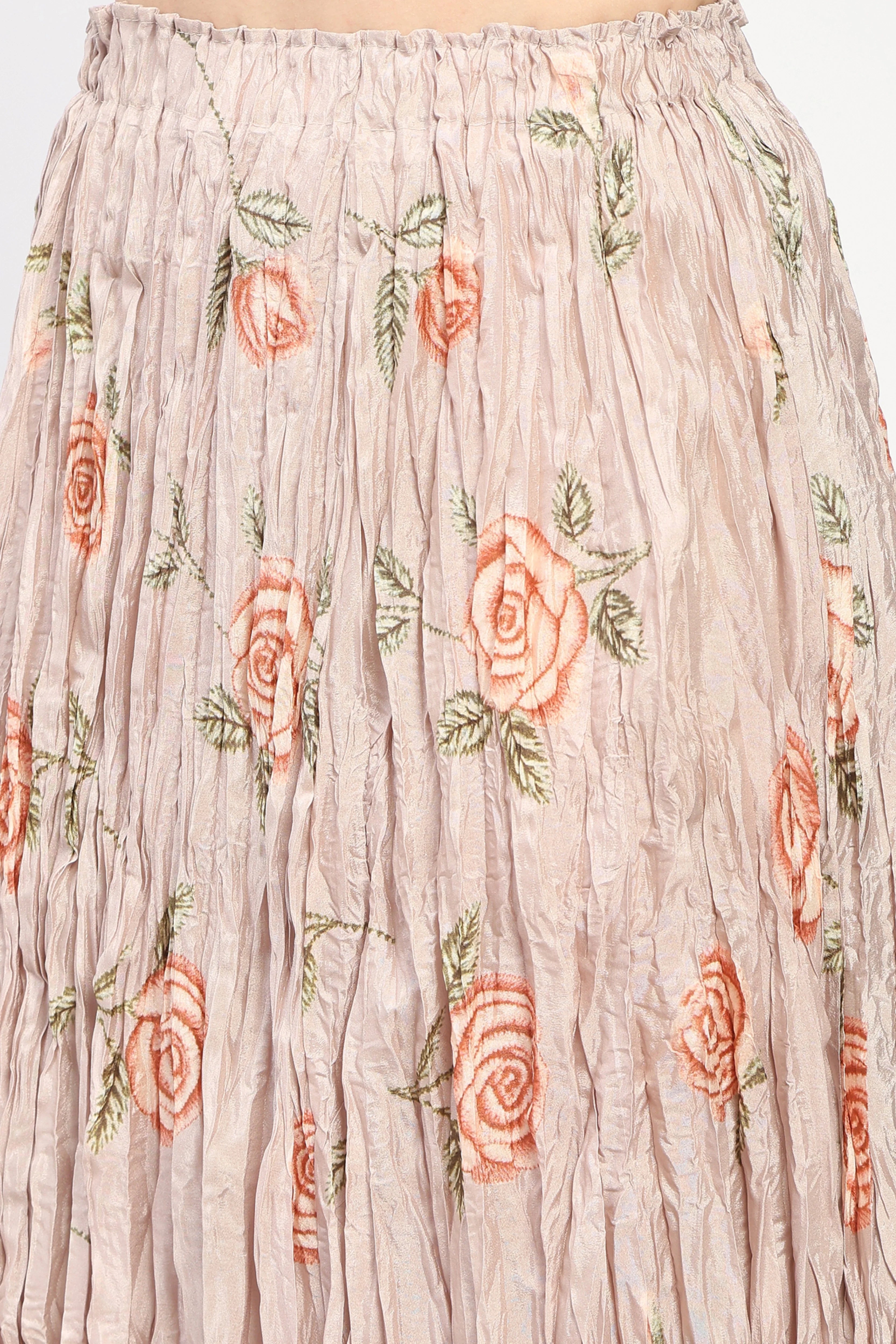 Floral Crushed Peplum Top & Maxi Skirt Set-Global Republic