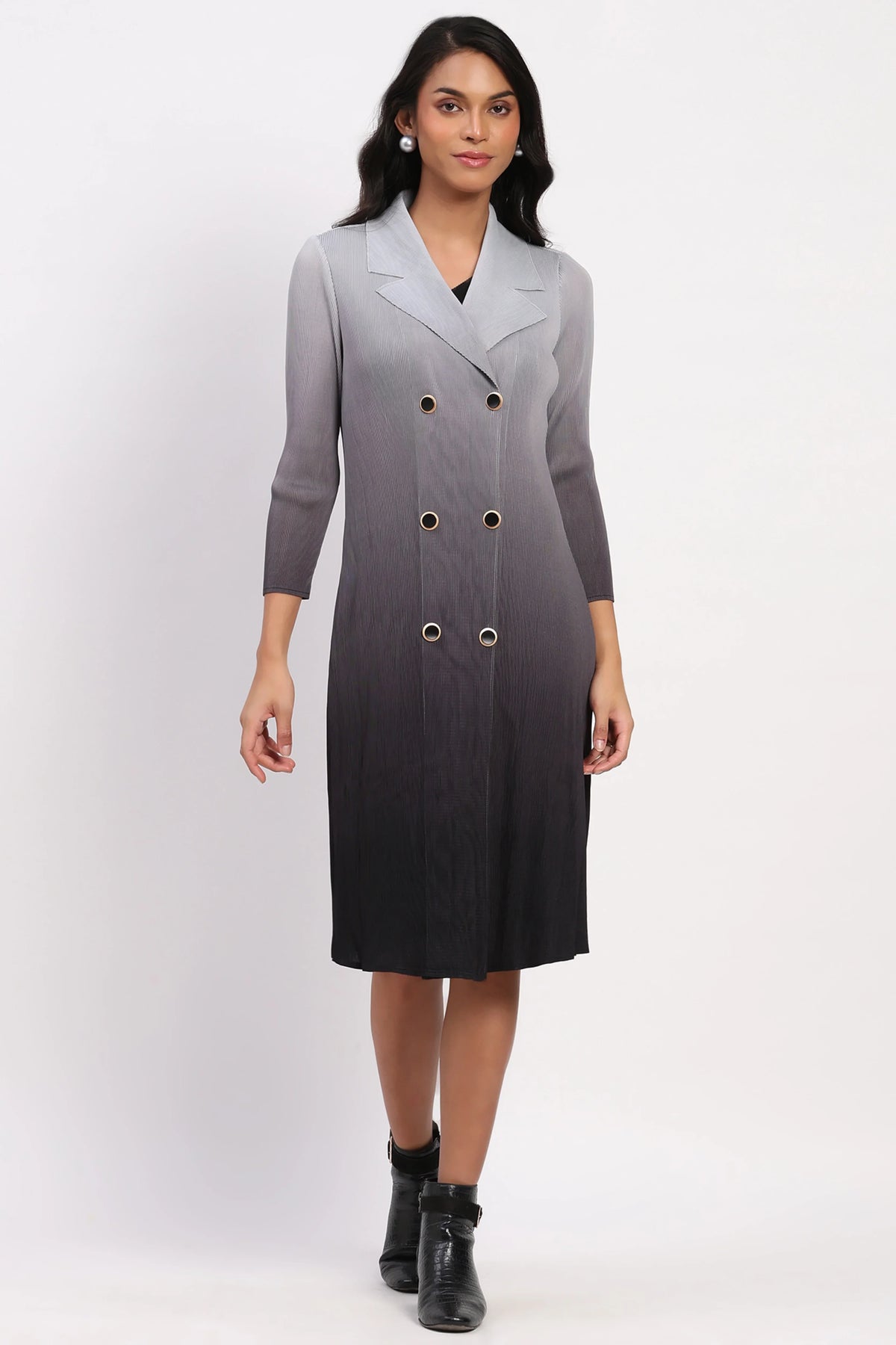 Grey Ombre Pleated Layered Dress
-Global Republic