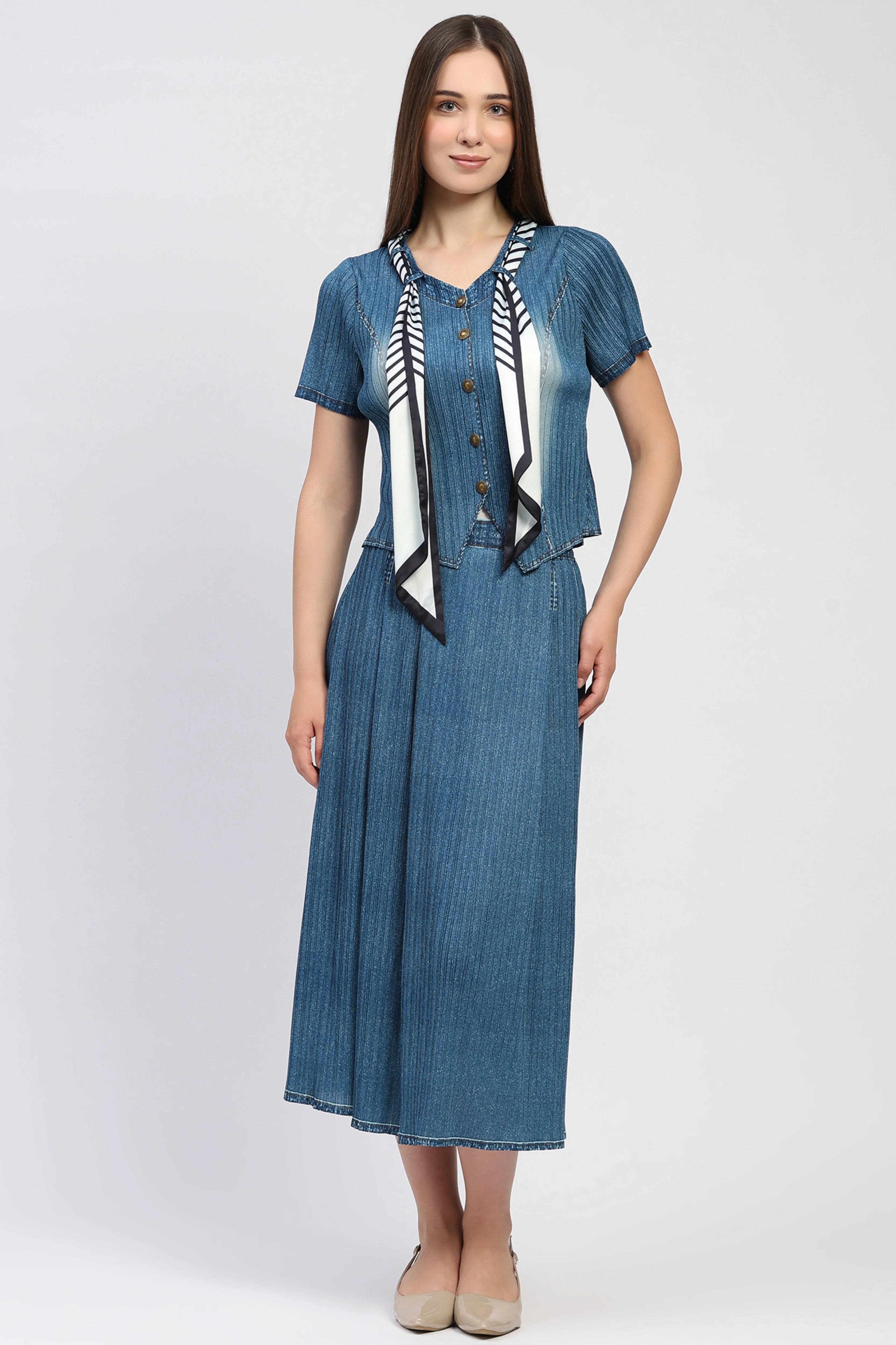 Pleated Scarf Detail Co-ord Set