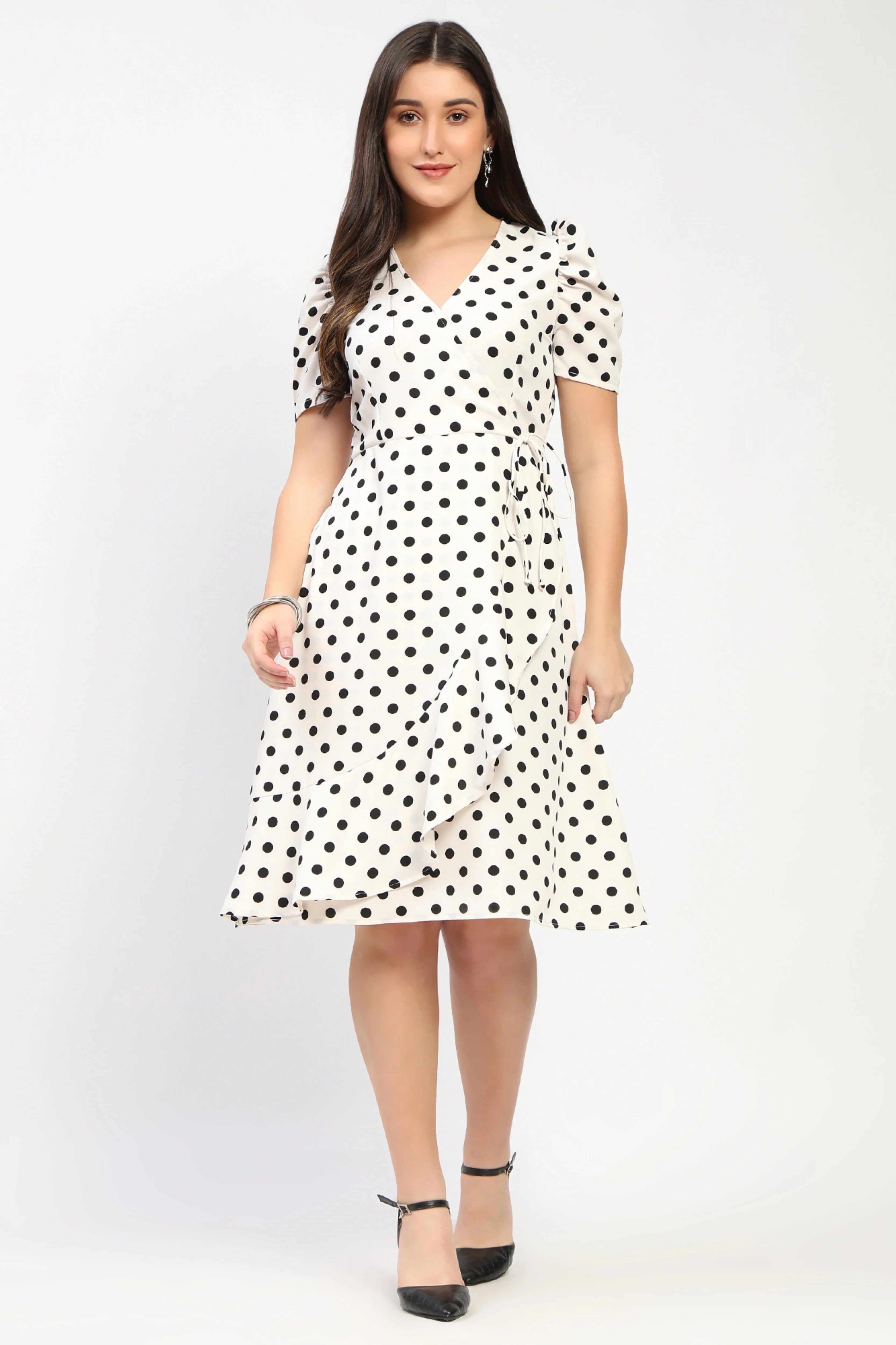 Polka Dot Fit & Flare Dress-Global Republic