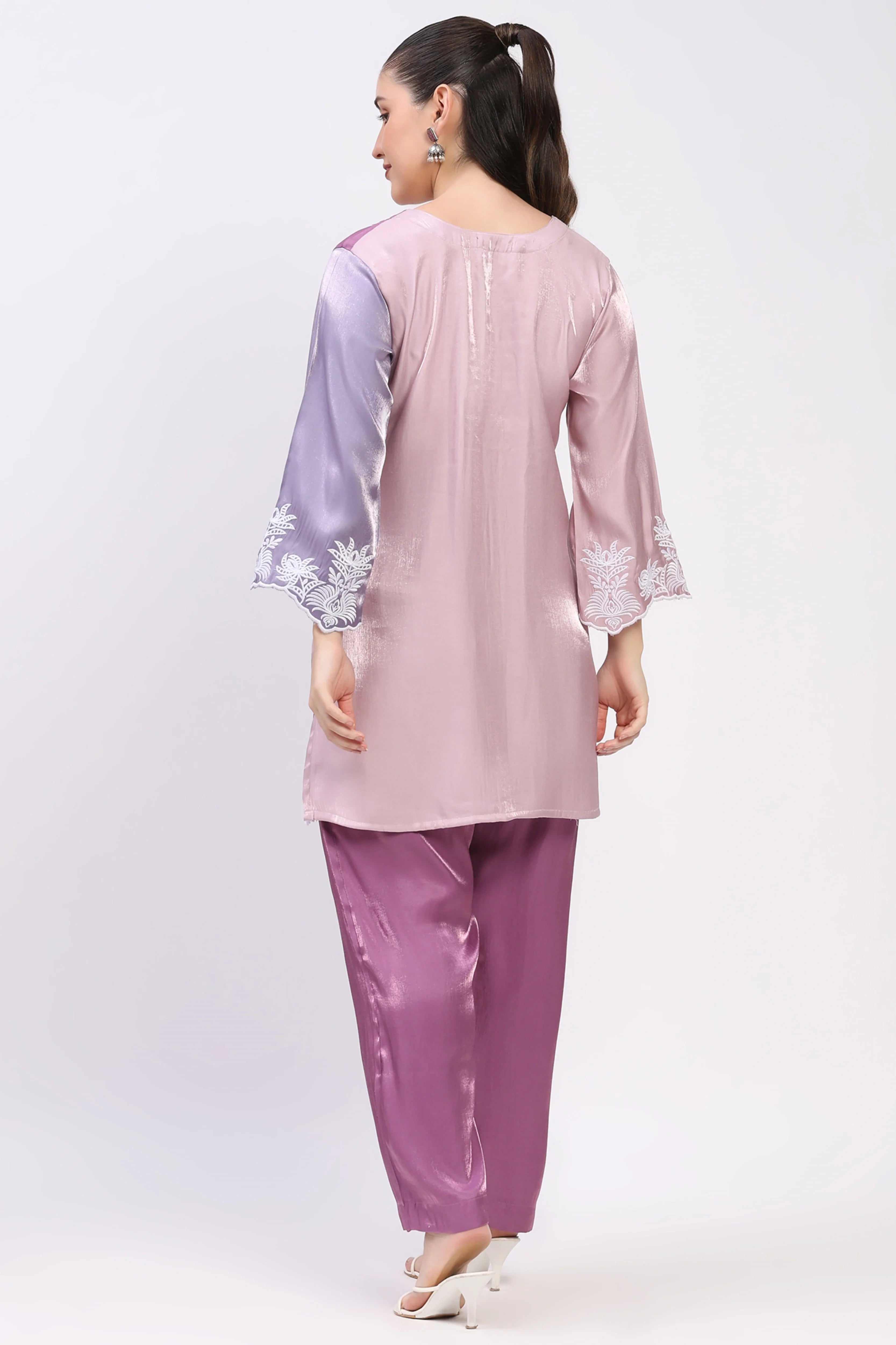 Mauve Color-Block Co-ord Set-Global Republic