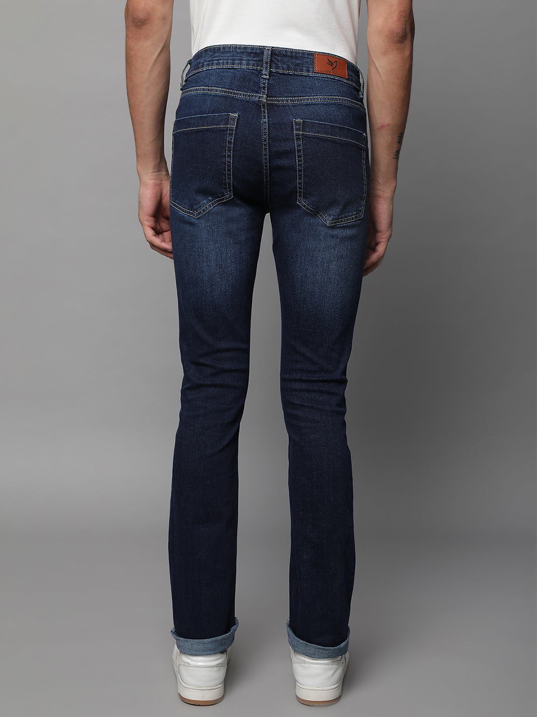 Mens Blue Cotton Solid Jeans