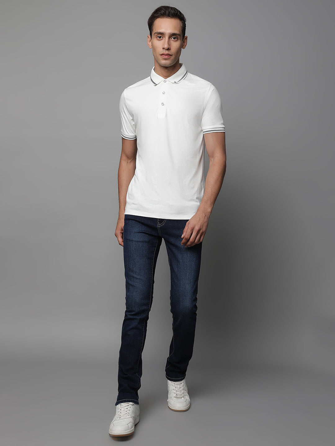 Mens Blue Cotton Solid Jeans