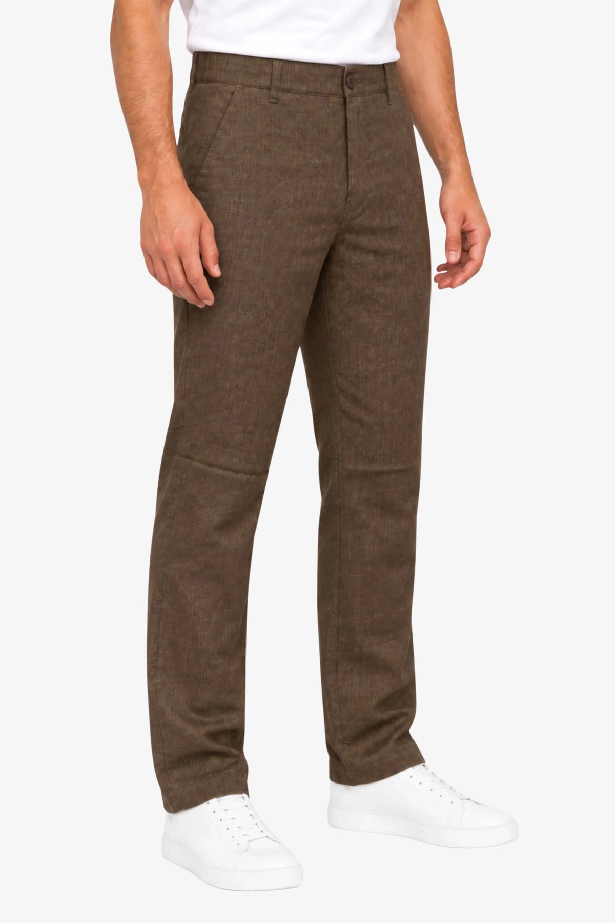 Coffee Brown Lyocell Straight-Fit Trousers-Global Republic