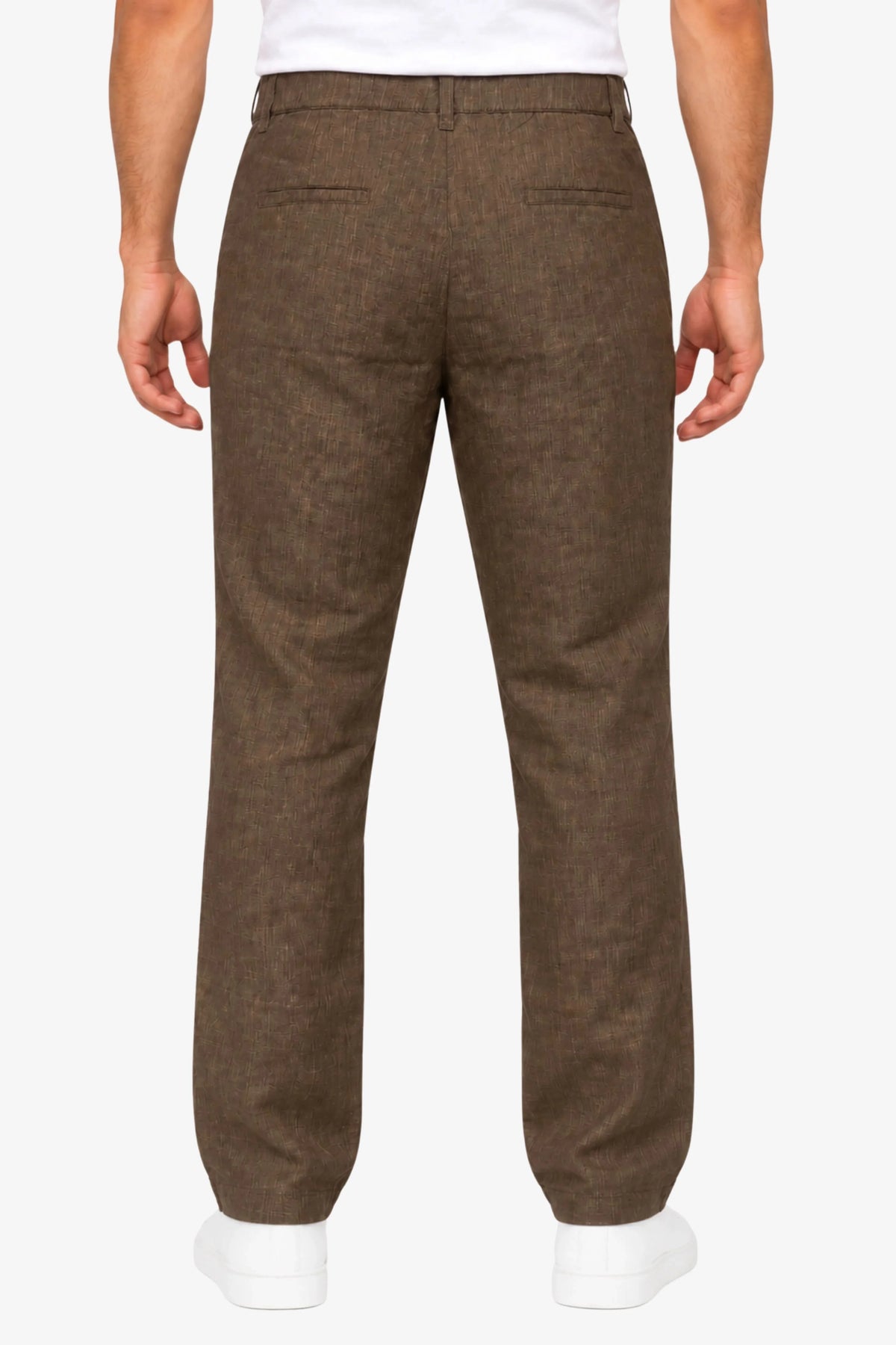 Coffee Brown Lyocell Straight-Fit Trousers-Global Republic