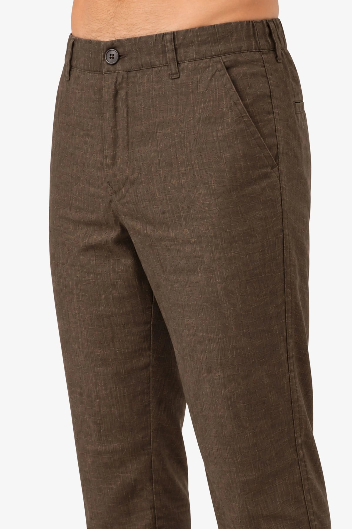 Coffee Brown Lyocell Straight-Fit Trousers-Global Republic