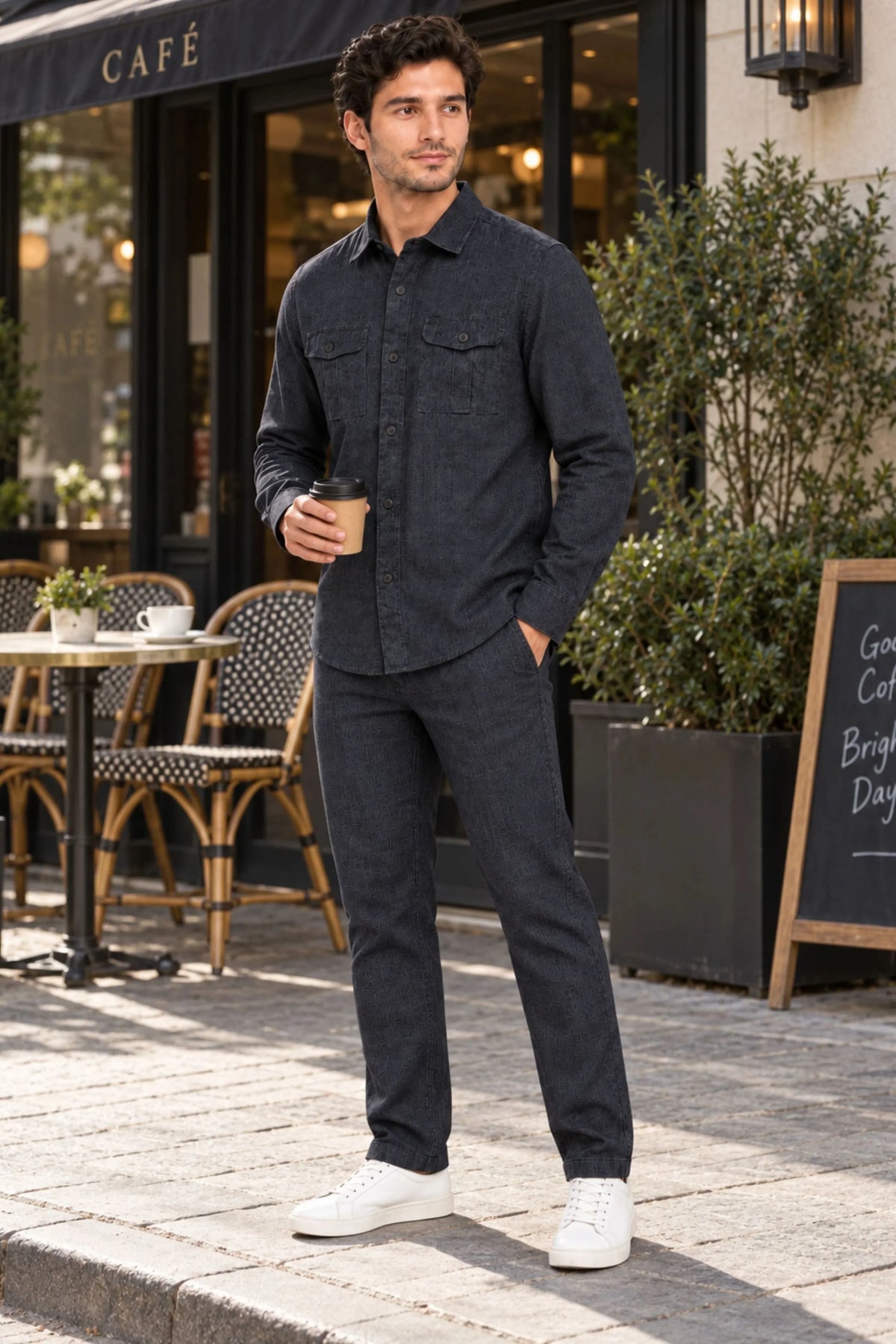 Navy Blue Lyocell Set-Global Republic
