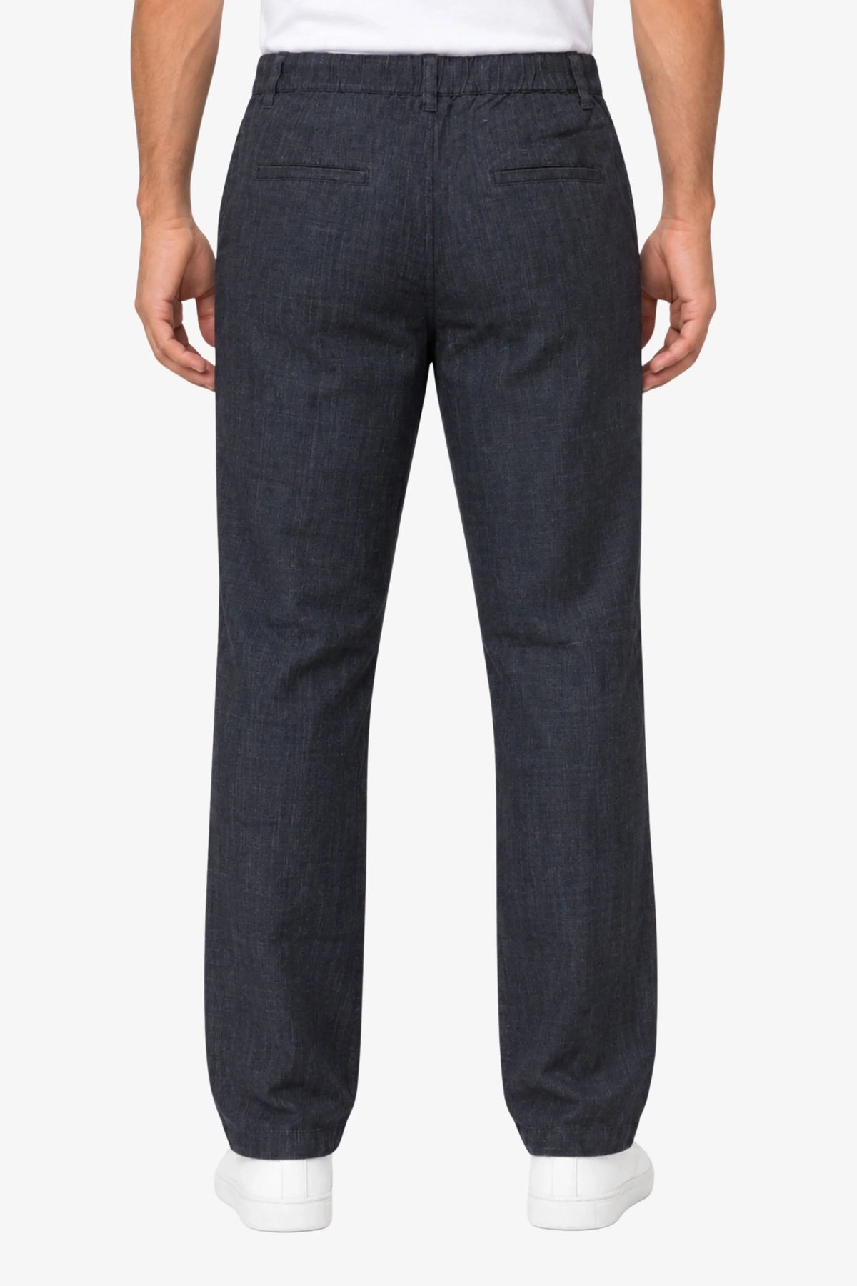 Navy Blue Lyocell Straight-Fit Trousers-Global Republic