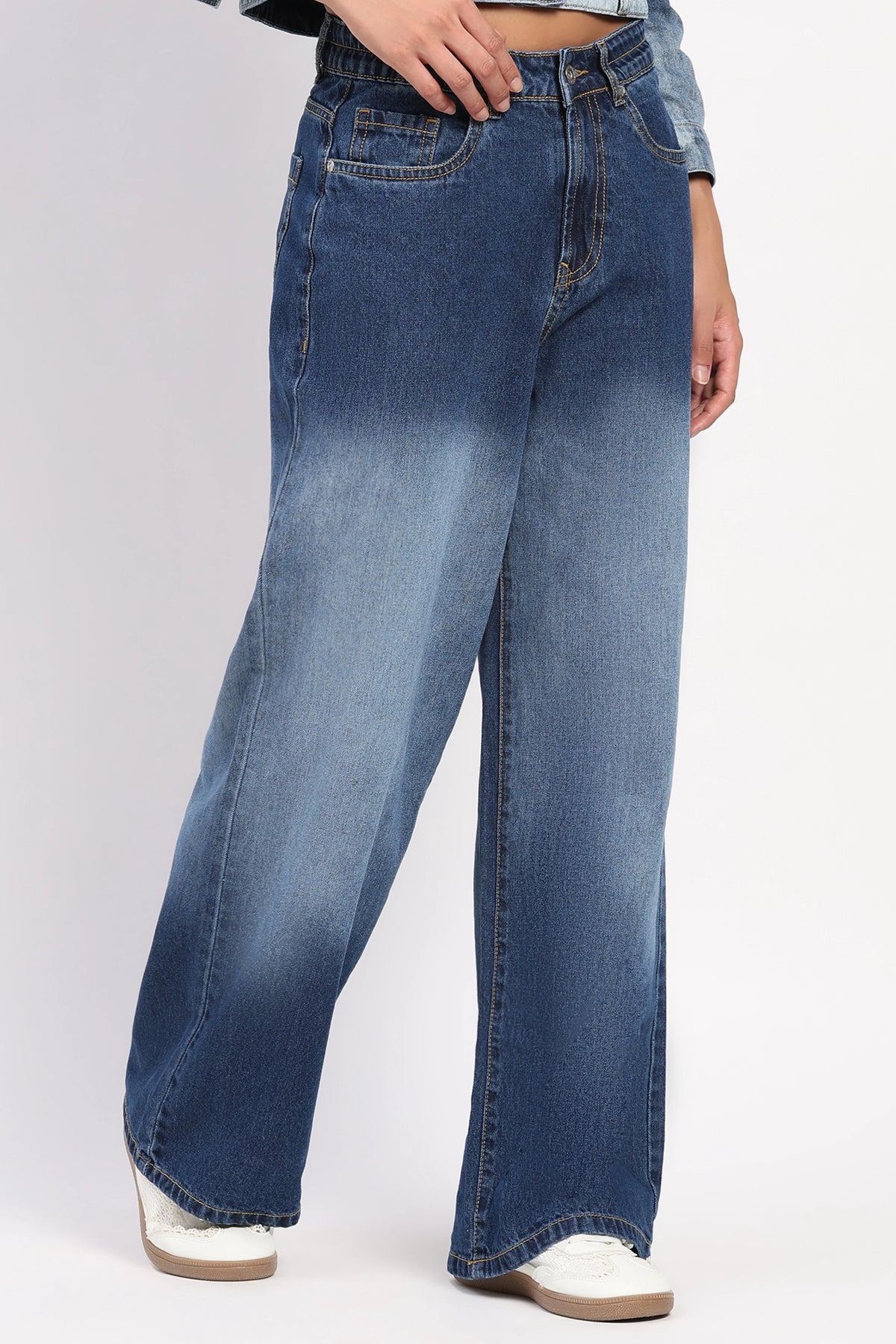 Blue Two-Tone Ombre Jeans-Global Republic