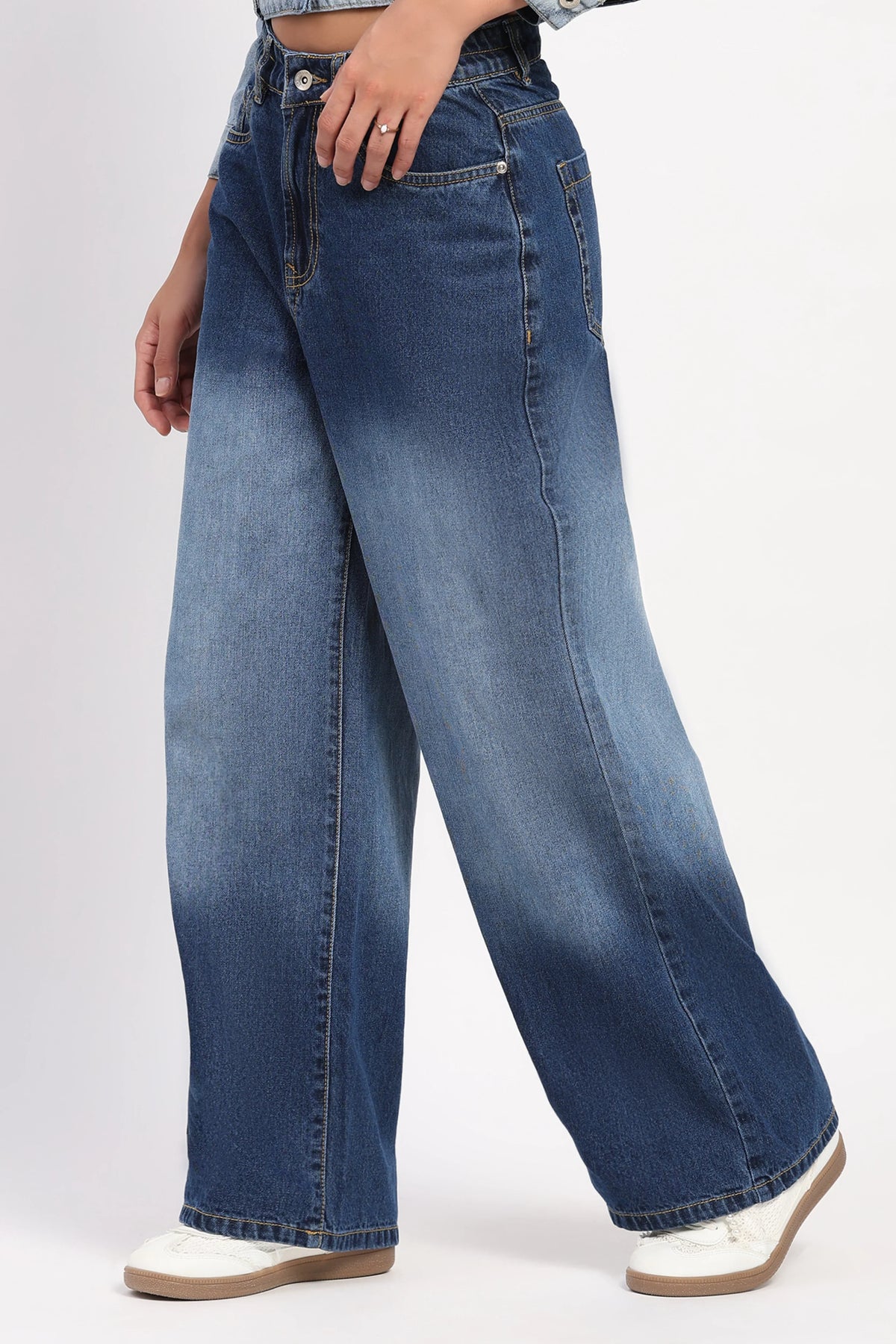 Blue Two-Tone Ombre Jeans-Global Republic