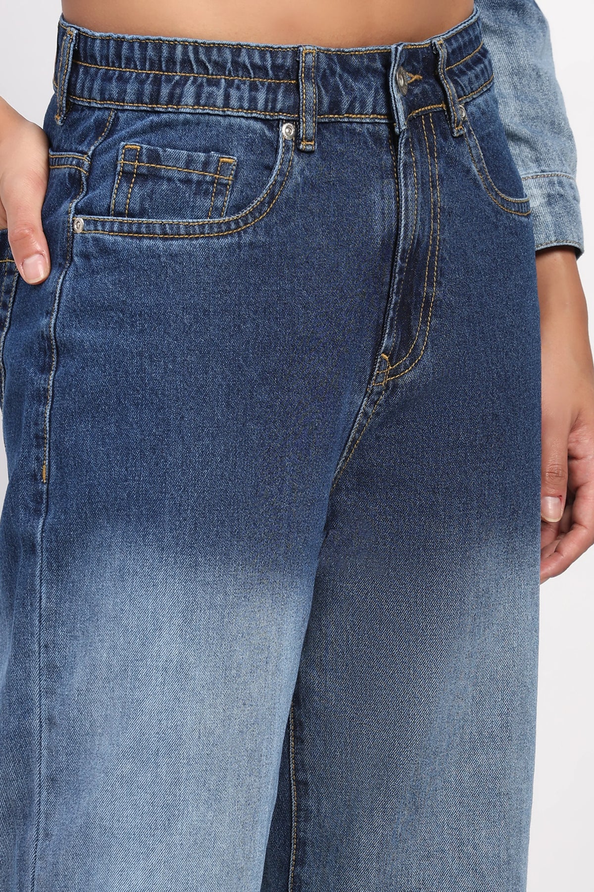 Blue Two-Tone Ombre Jeans-Global Republic