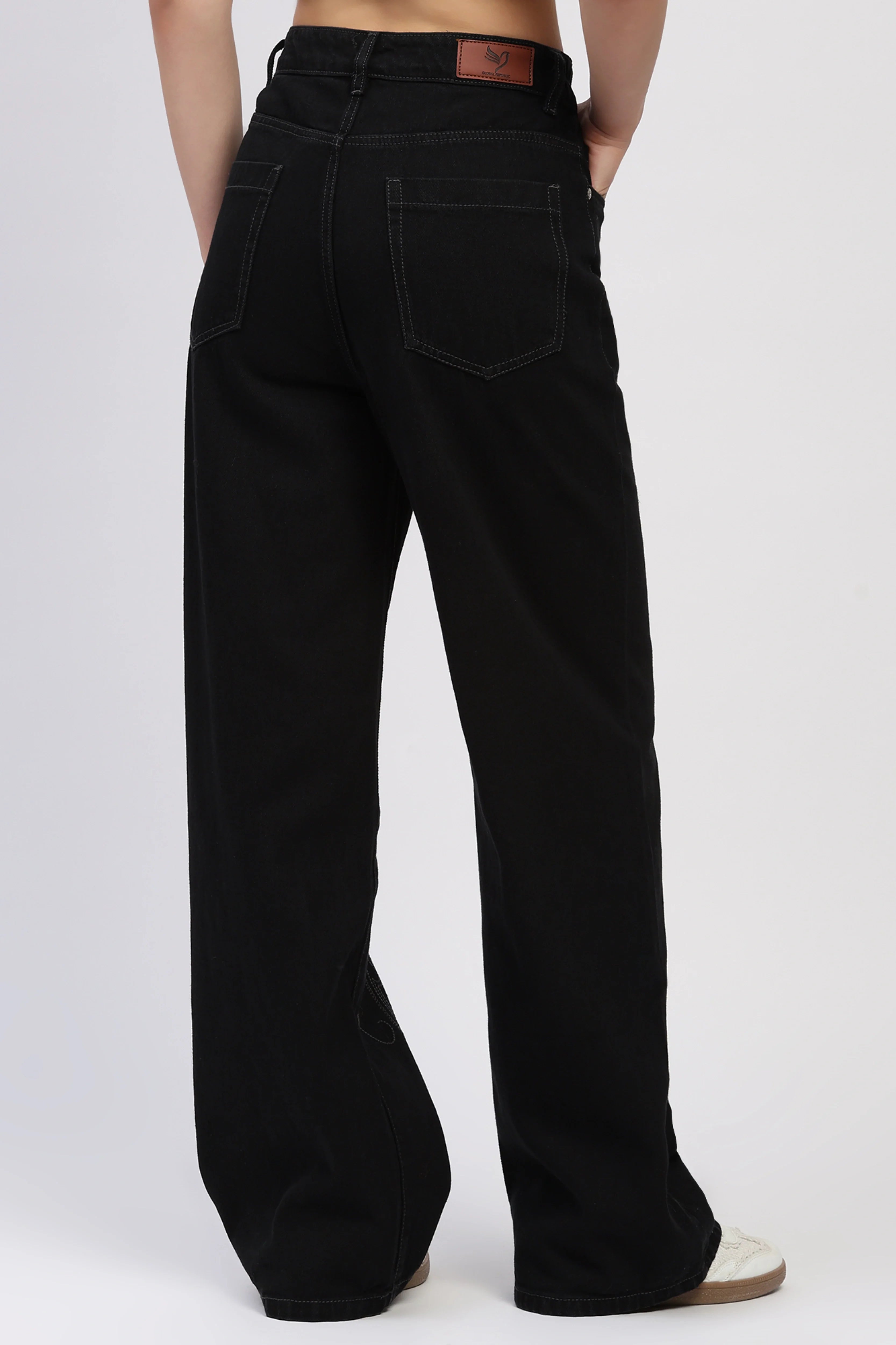 Black Paisley Embroidered Jeans