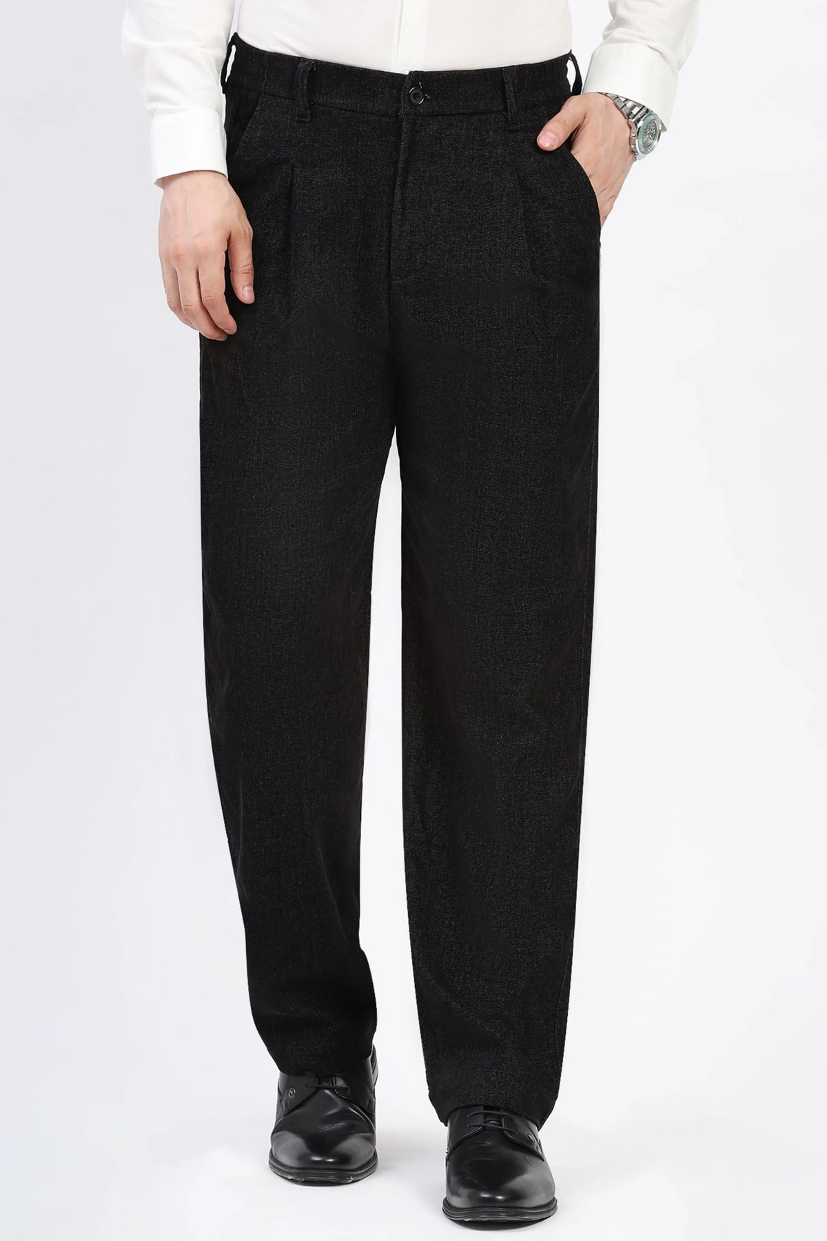 Black Melange Trousers-Global Republic