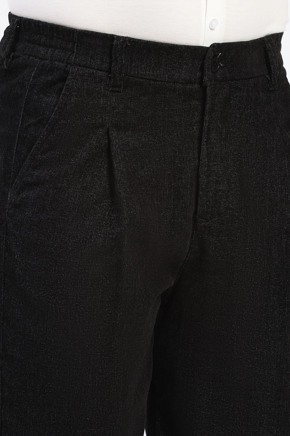 Black Melange Trousers-Global Republic