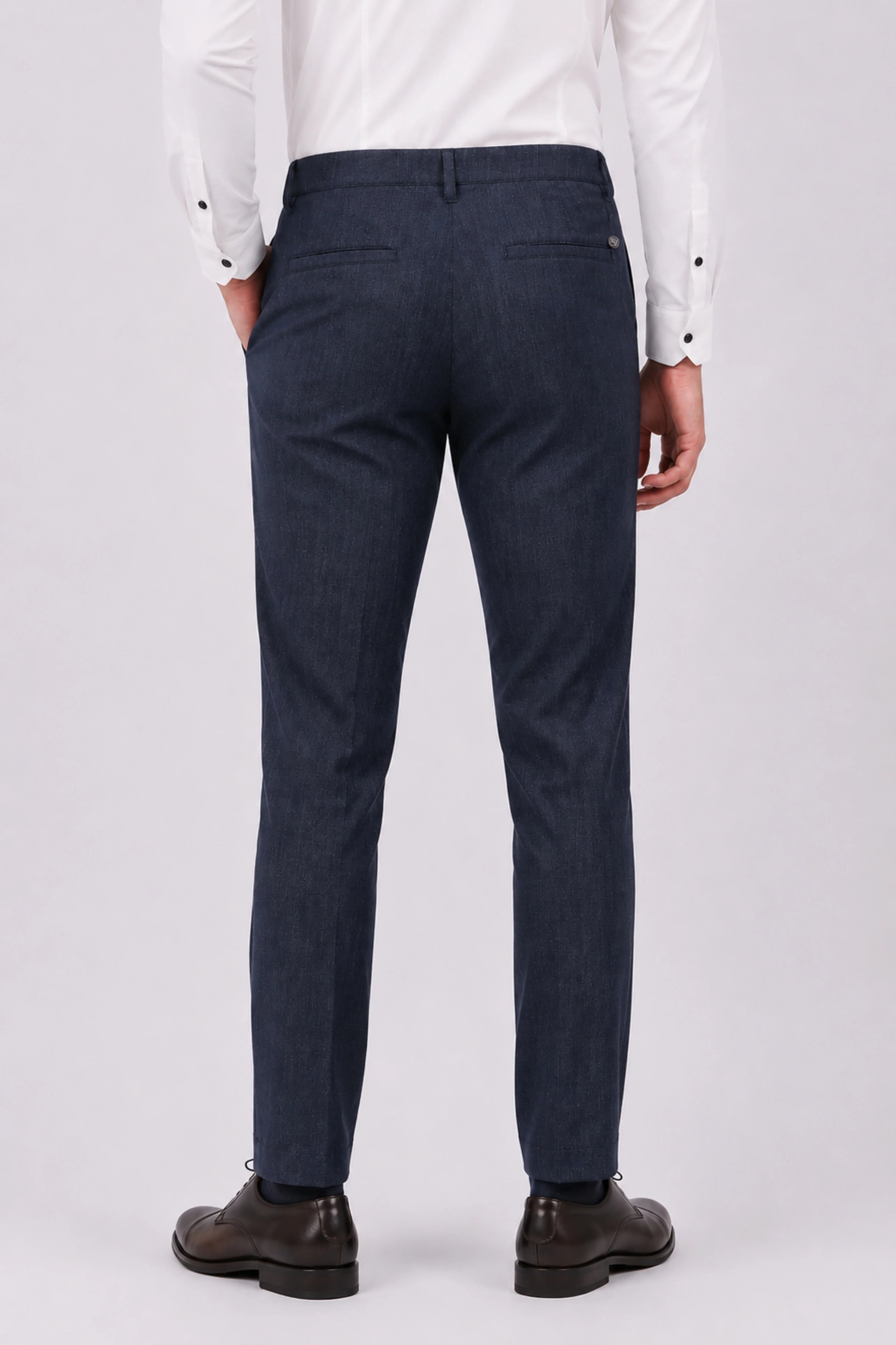 Navy Blue Cotton Trousers-Global Republic