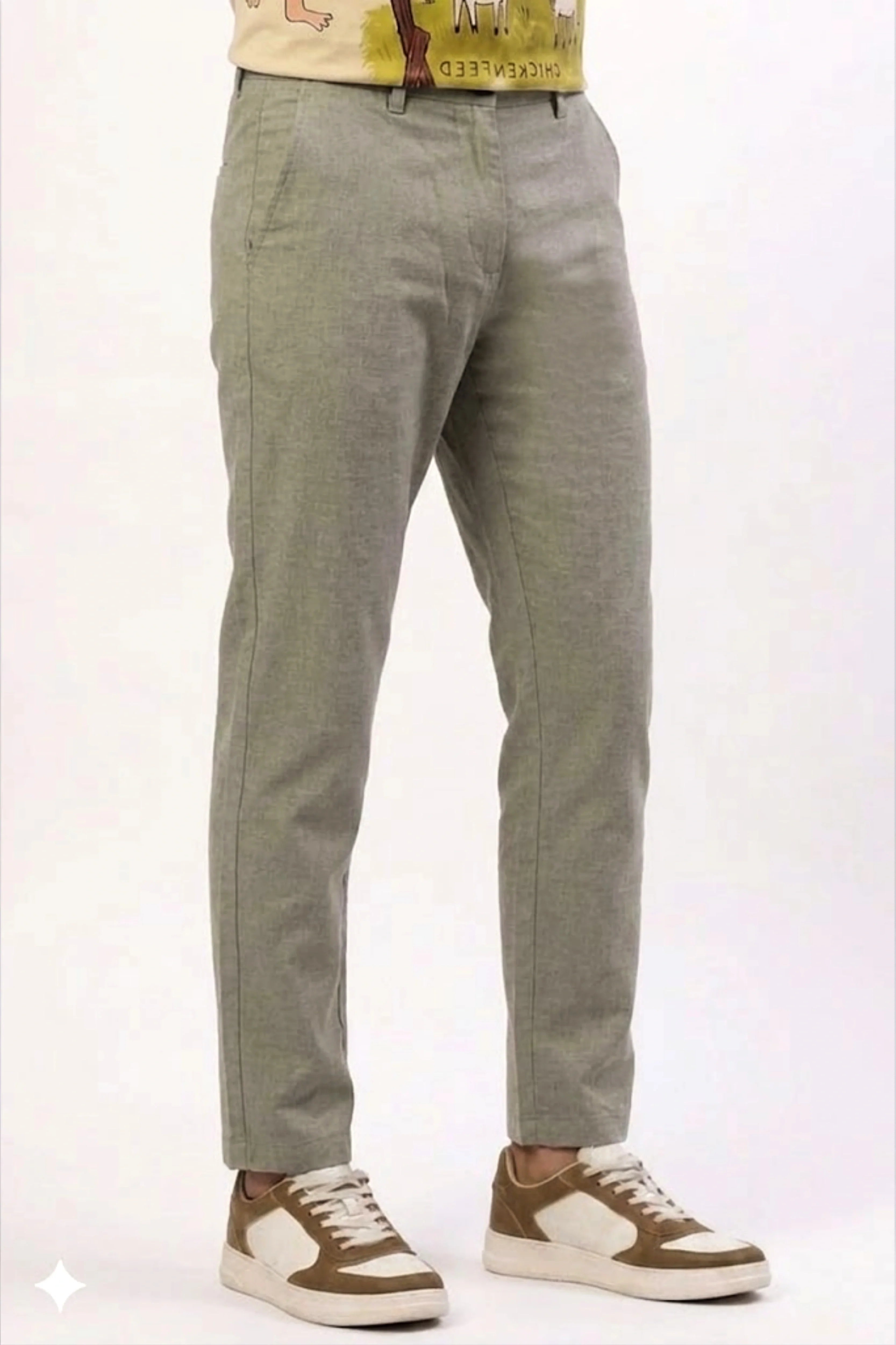 Pista Green Cotton Trousers-Global Republic