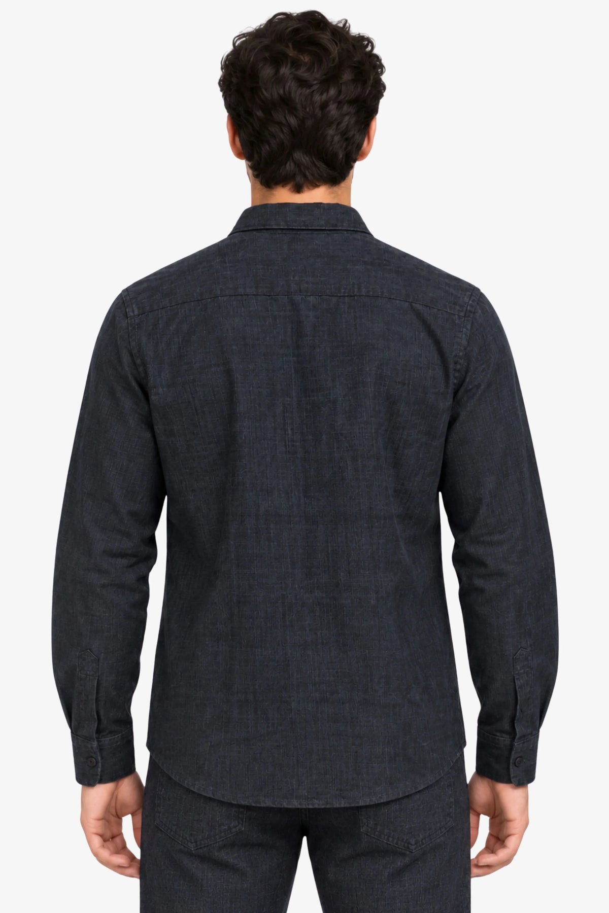 Navy Blue Lyocell Melange Shirt-Global Republic