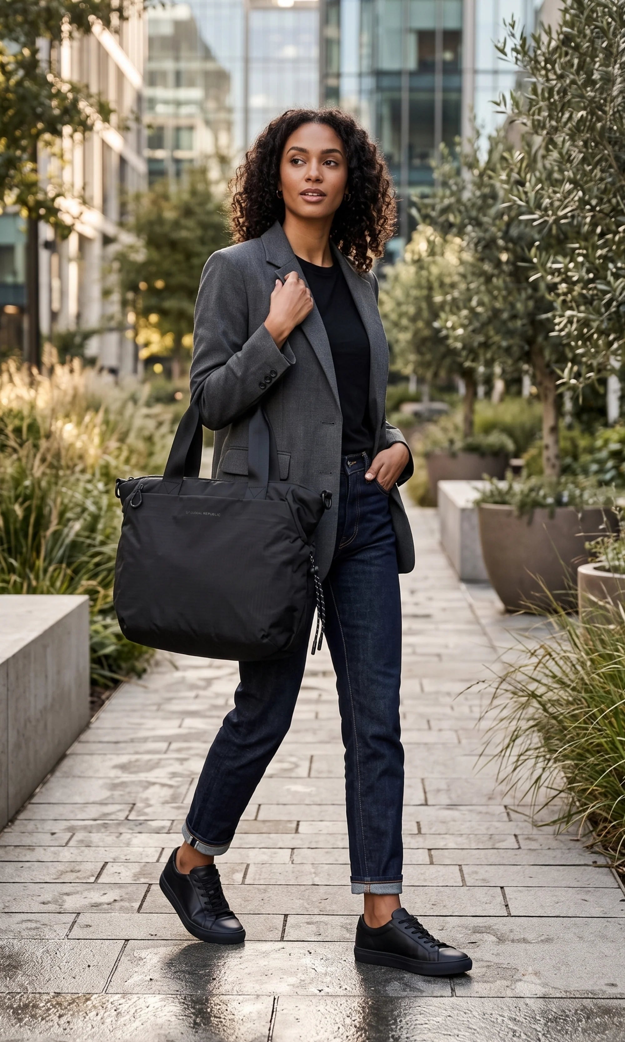 Black Utility Tote Bag-Global Republic