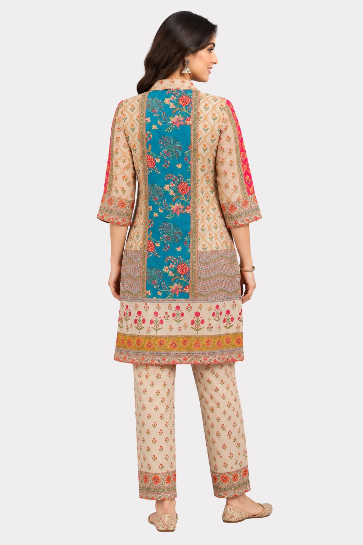 Multicolor Floral Printed Modal Crepe Co-ord Set-Global Republic