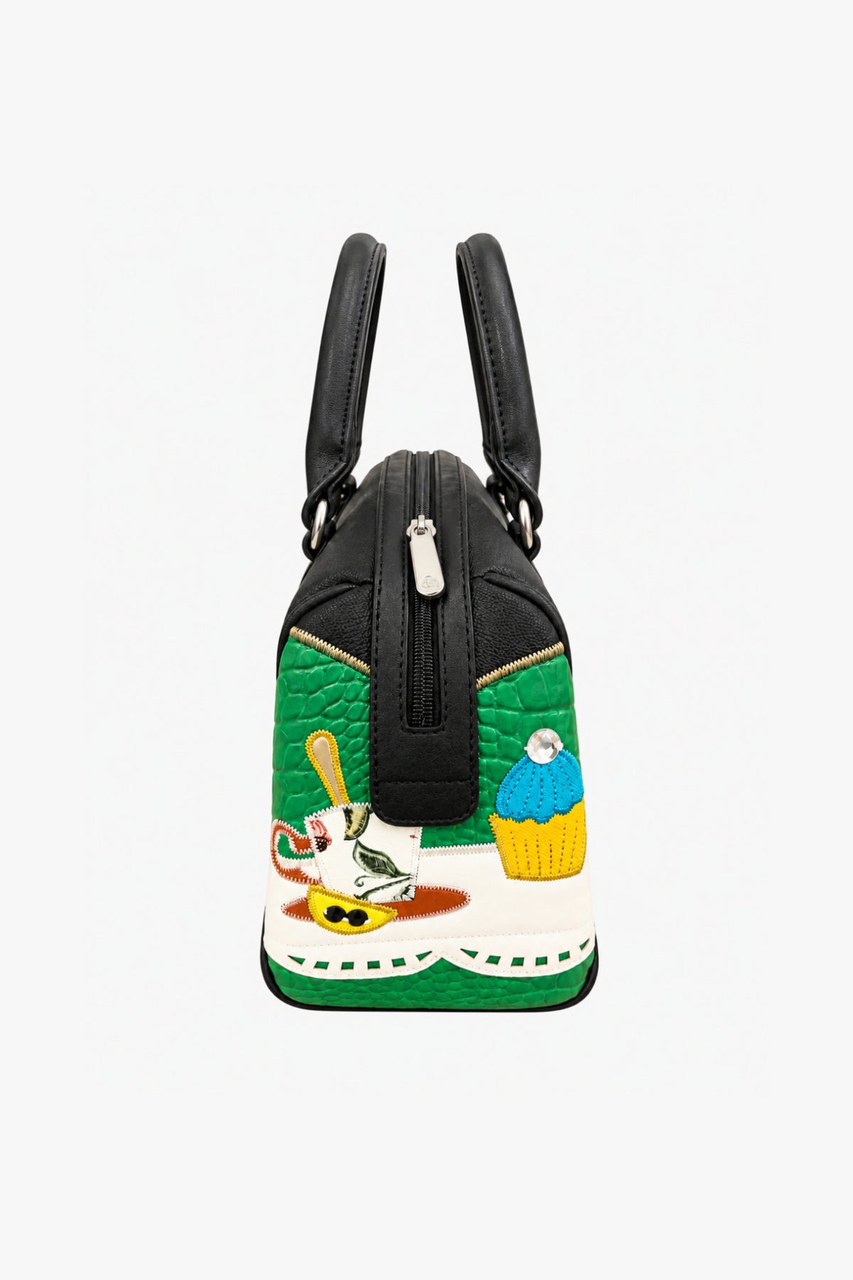 Quirky Black Patchwork Bucket Handbag-Global Republic