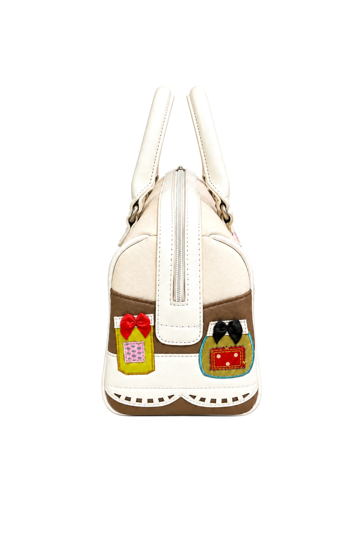 White Quirky Patchwork Bucket Handbag-Global Republic