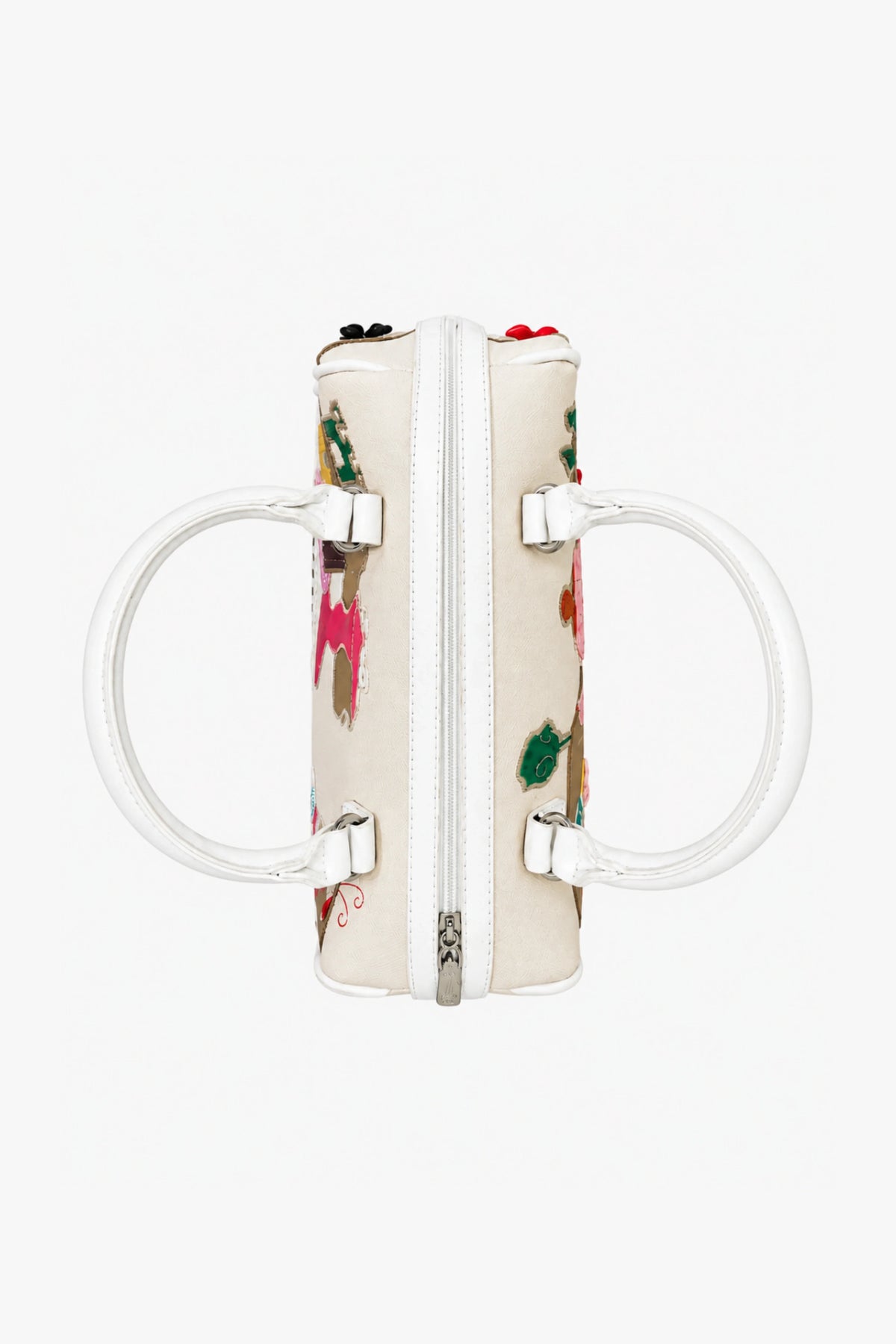 White Quirky Patchwork Bucket Handbag-Global Republic