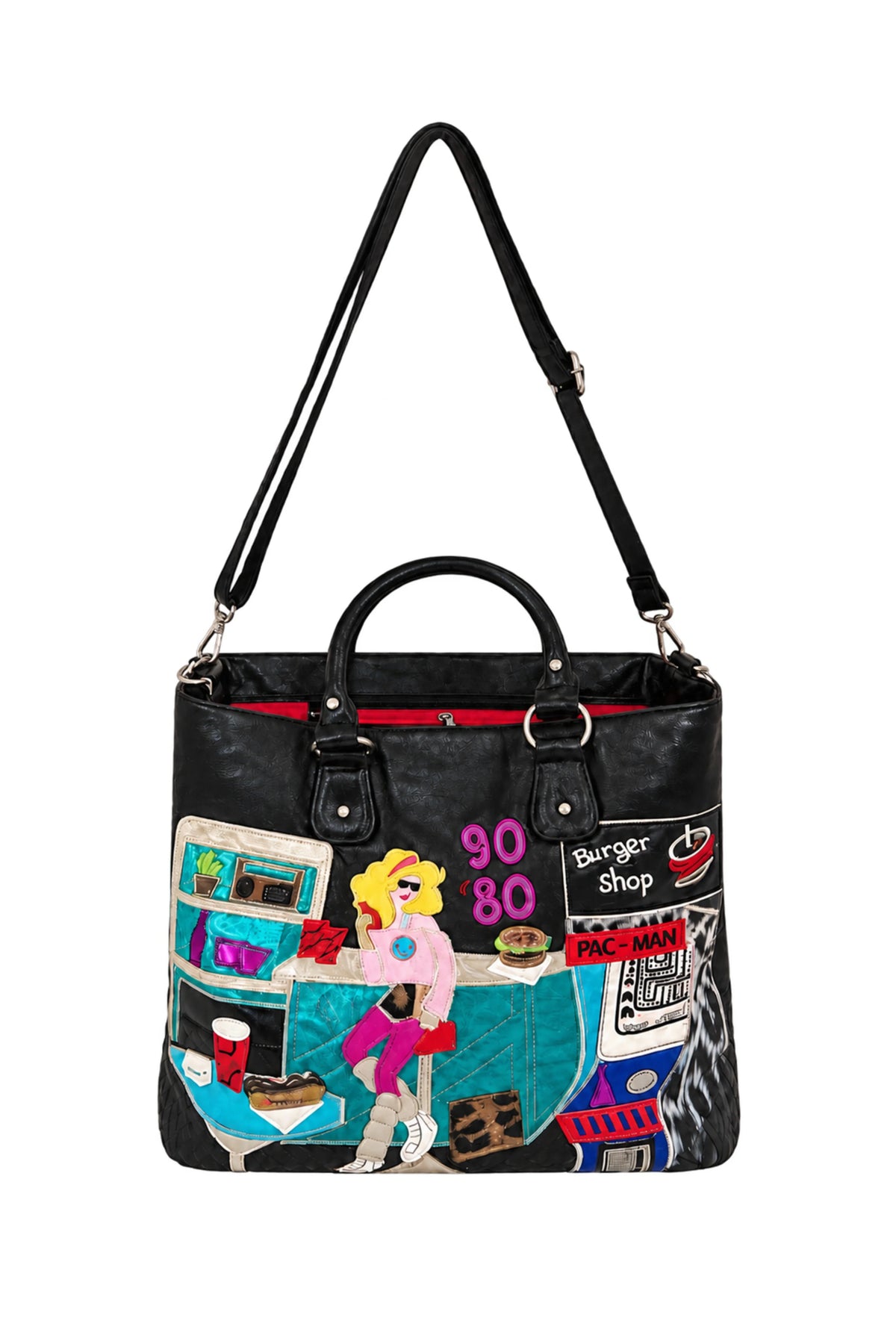 Black Quirky Patchwork Handbag-Global Republic