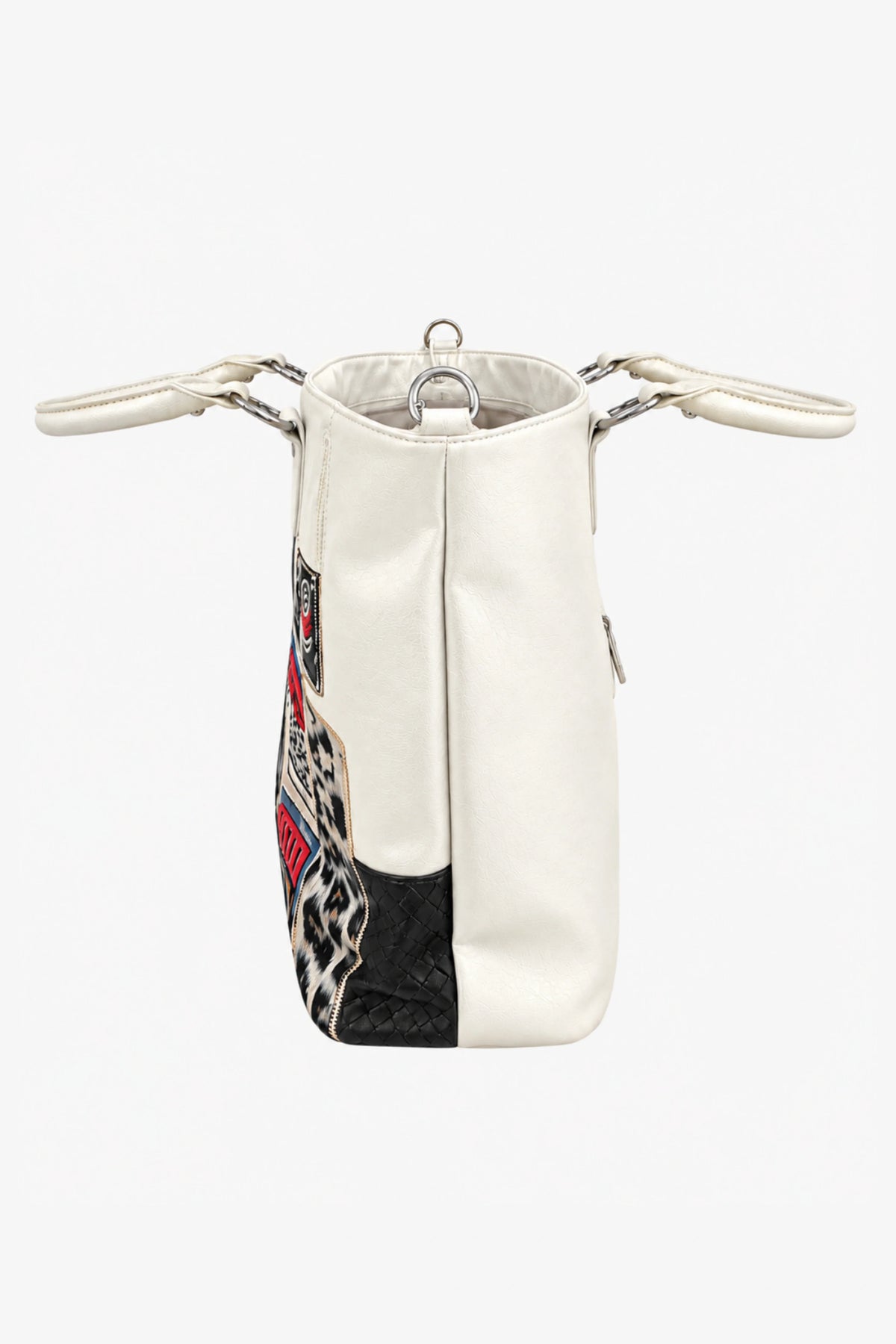 White Quirky Patchwork Handbag-Global Republic