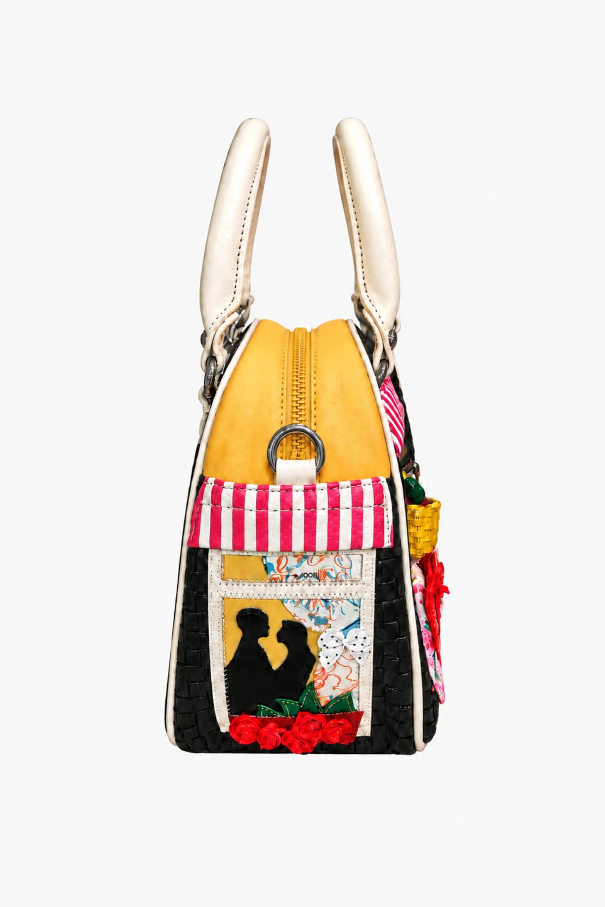 Black Quirky Patchwork Handbag-Global Republic